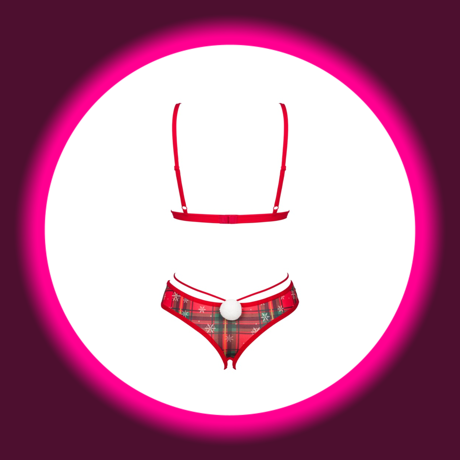 Rückansicht rot grün kariertes Dessous Set Merillo von Obsessive