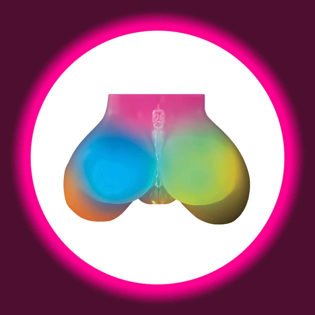 PDX Elite Go-Go Booty LED Torso-Masturbator von hinten mit blau, grün und rosa beleuchteten Pobacken