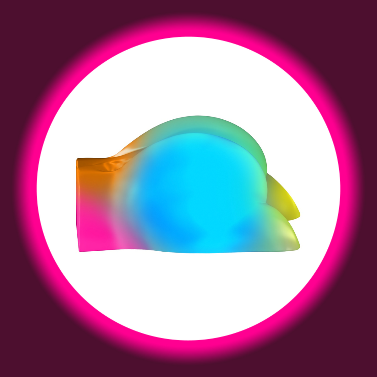 PDX Elite Go-Go Booty LED Torso-Masturbator in der Seitenansicht mit blau und mehrfarbig beleuchteter Oberfläche