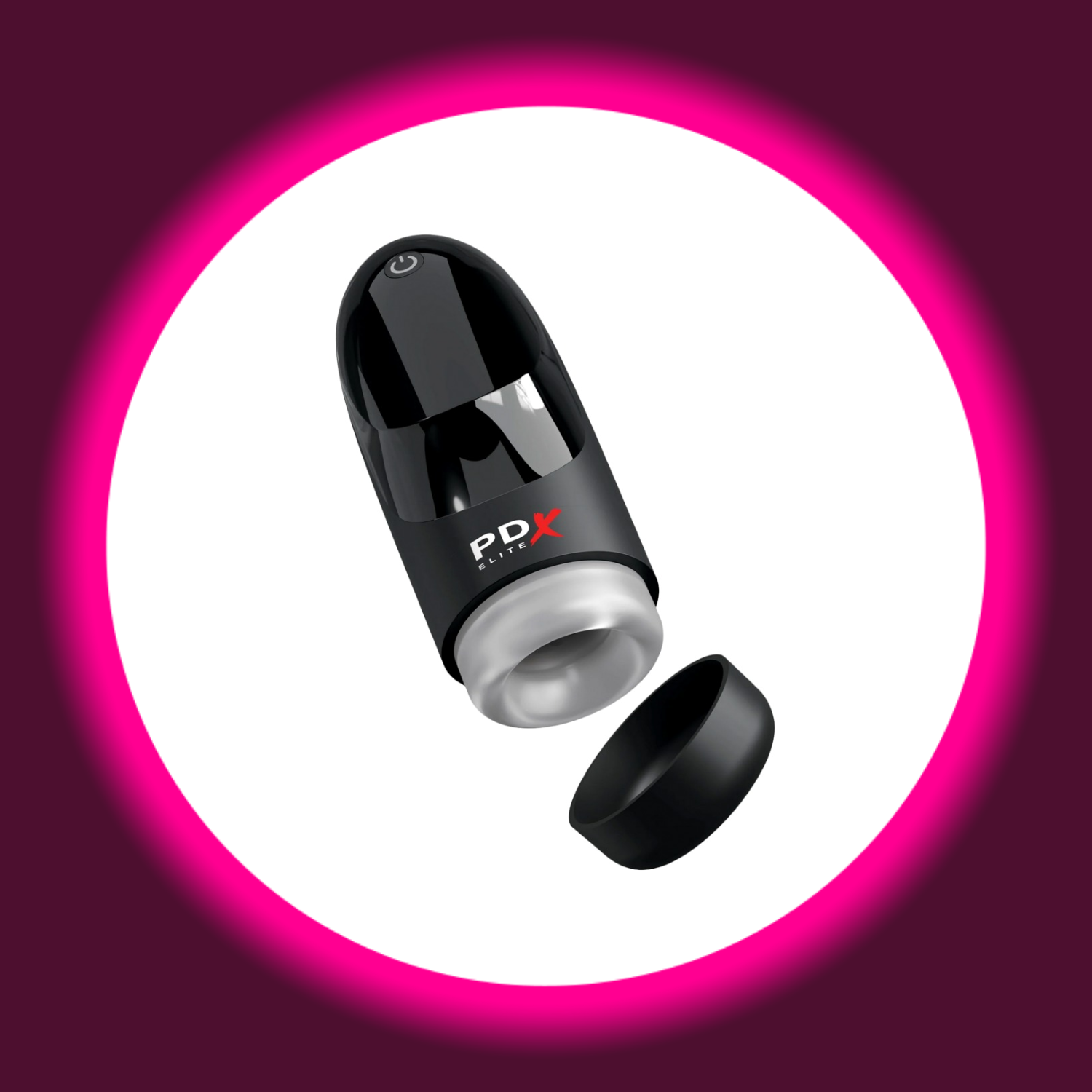 schwarzer Masturbator PDX Elite Hydrogasm mit geöffneter Abdeckung