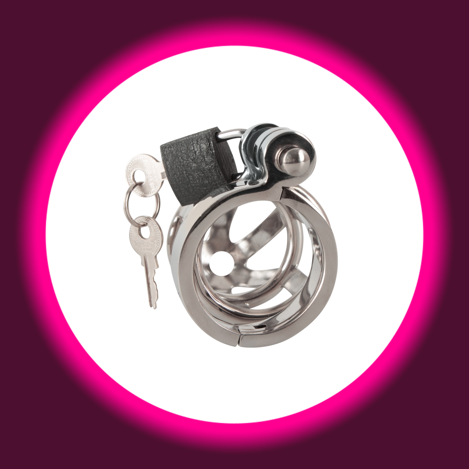 silberner Peniskäfig mit schwarzem Vorhängeschloss und zwei Schlüsseln, You2Toys