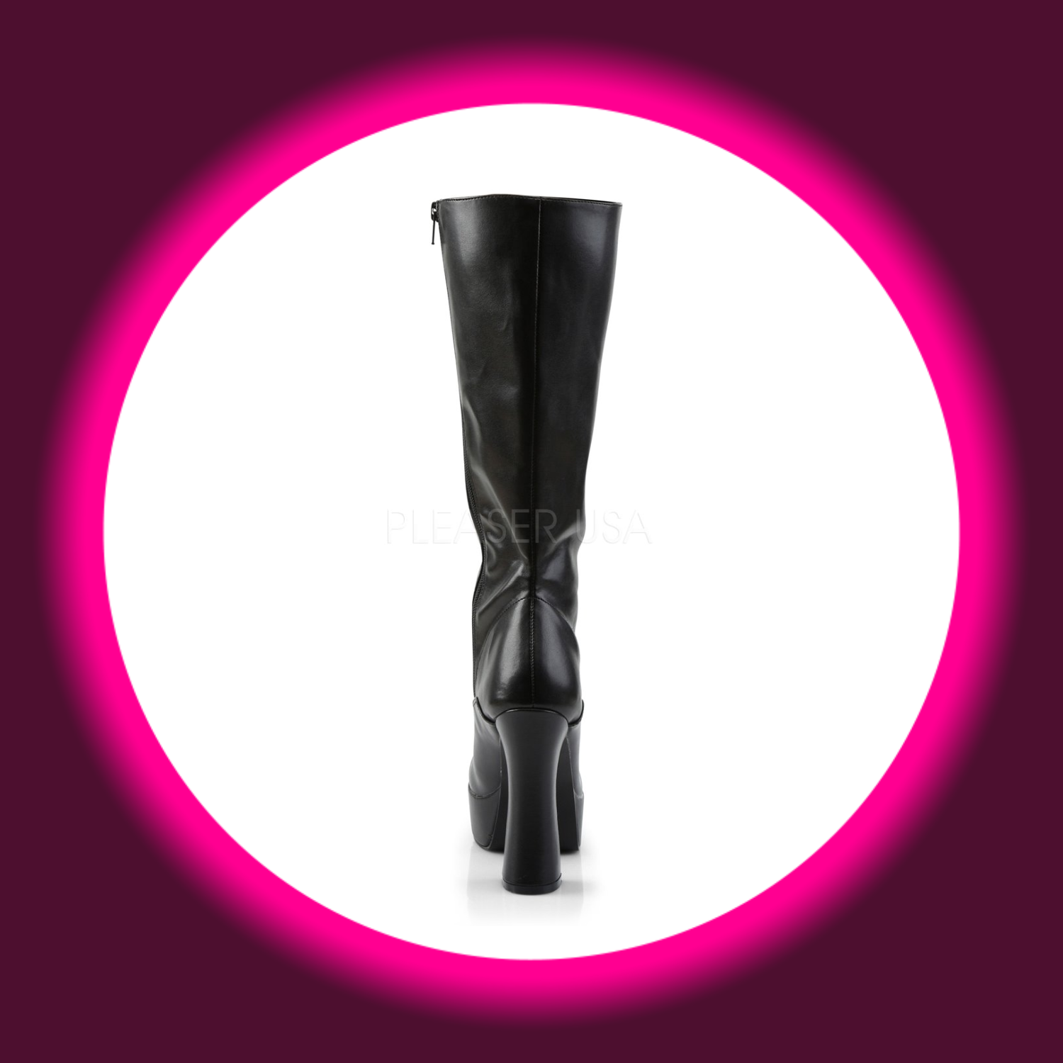 Rückansicht schwarze matte Plateau Stiefel Pleaser Electra 2020 mit Blockabsatz