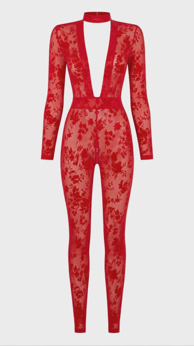 3D-Ansicht roter Overall Lovebite F414 von Noir Handmade