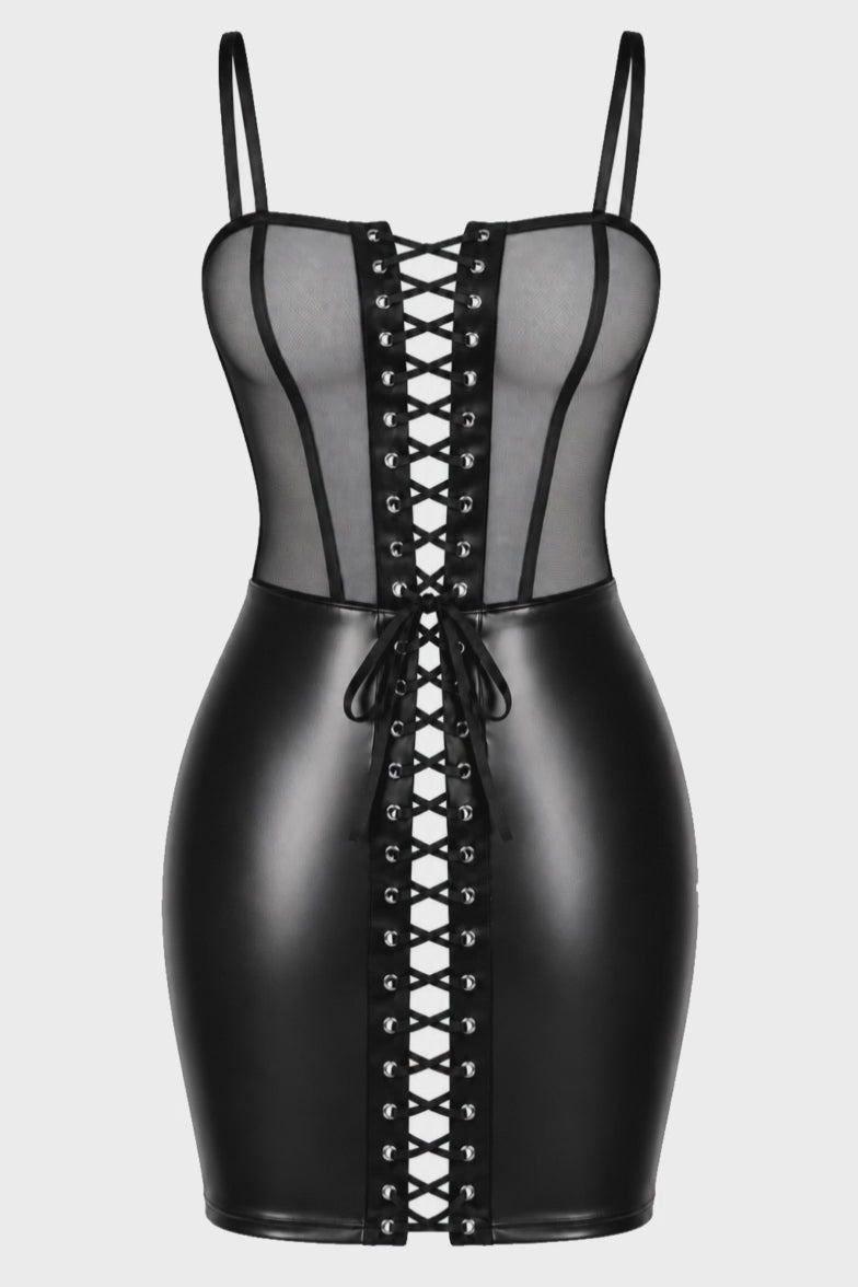 3D-Ansicht des schwarzen Minikleid Do not Disturb F409 von Noir Handmade