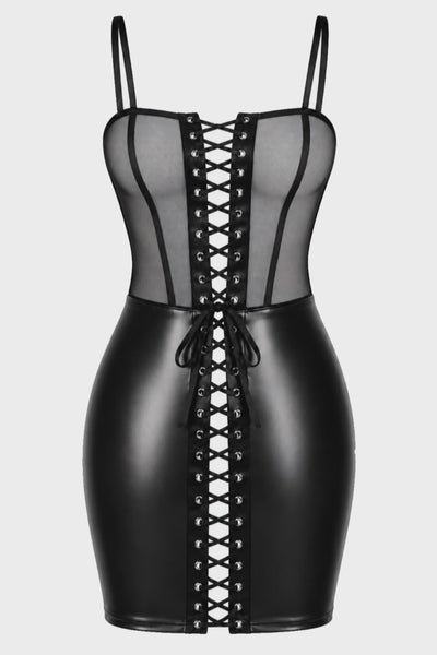 3D-Ansicht des schwarzen Minikleid Do not Disturb F409 von Noir Handmade