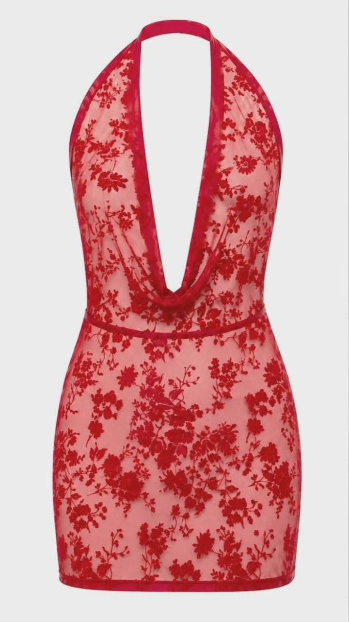 3D-Ansicht von Noir Handmade Minikleid Plaything F419 in rot