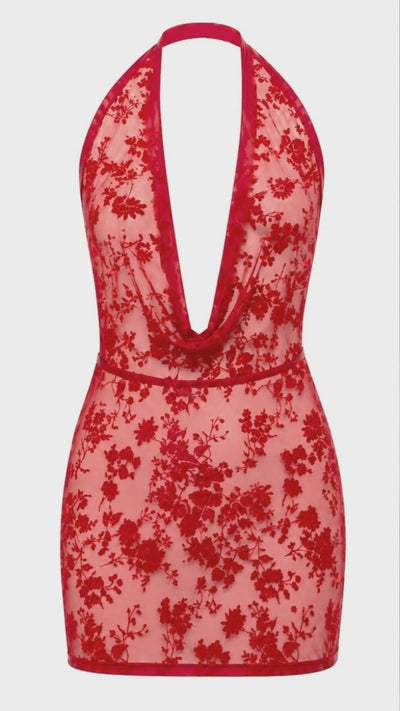 3D-Ansicht von Noir Handmade Minikleid Plaything F419 in rot