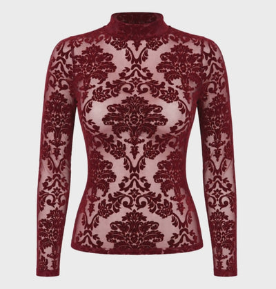 3D-Ansicht von Noir Handmade Top Masquerade F425 in weinrot
