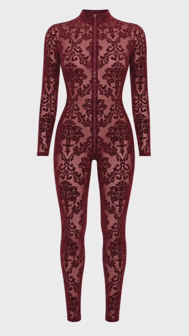 3D-Ansicht vom Noir Handmade Overall Masquerade F421 in weinrot