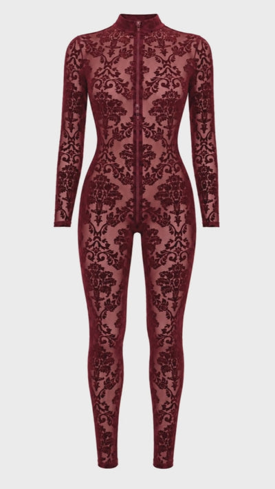 3D-Ansicht vom Noir Handmade Overall Masquerade F421 in weinrot