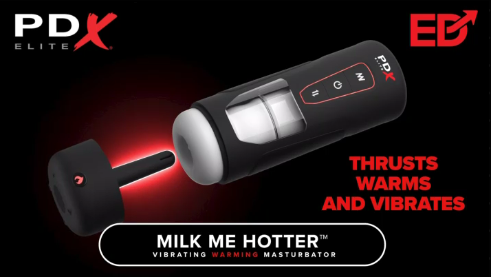 Veranschaulichung und Funktionsweise des Masturbators PDX Elite Milk me Hotter