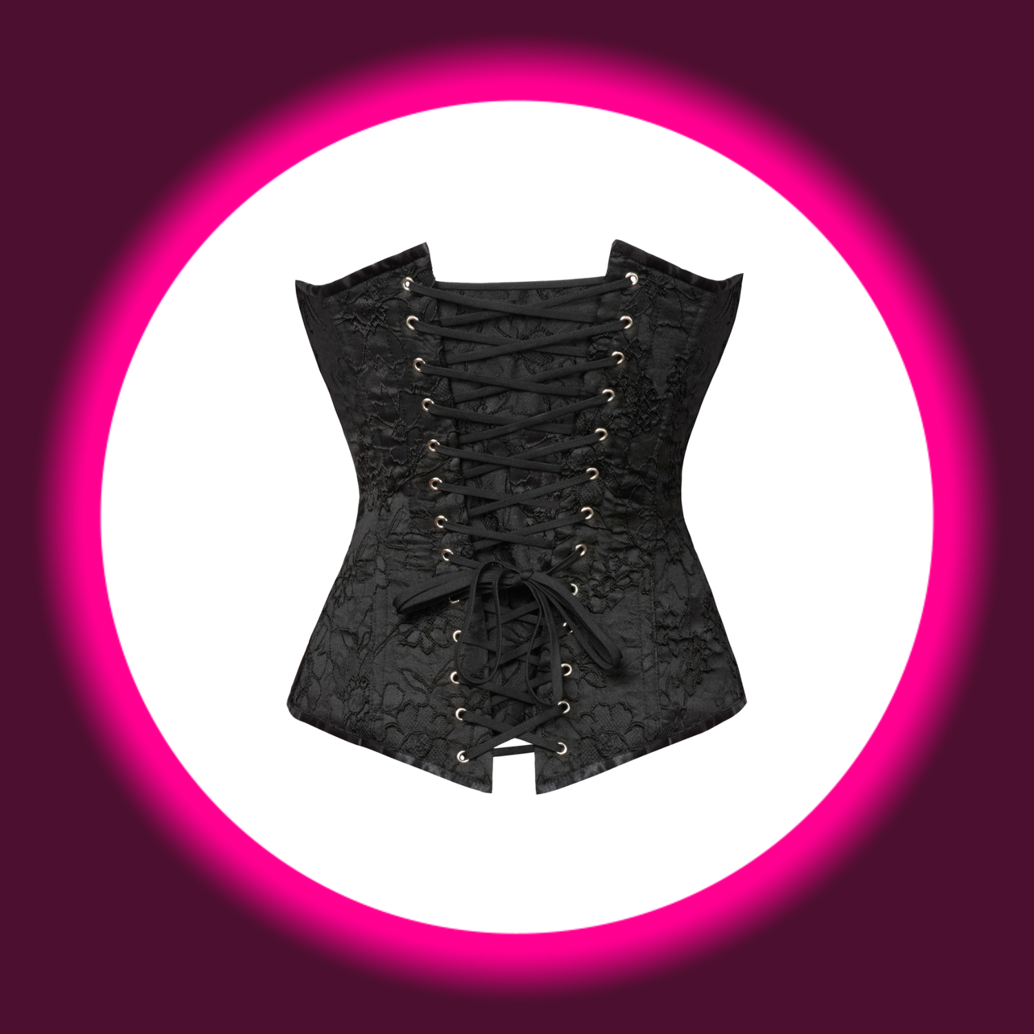 Rückansicht schwarze Corsage mit Musterung und Schnürung von Cotelli Party