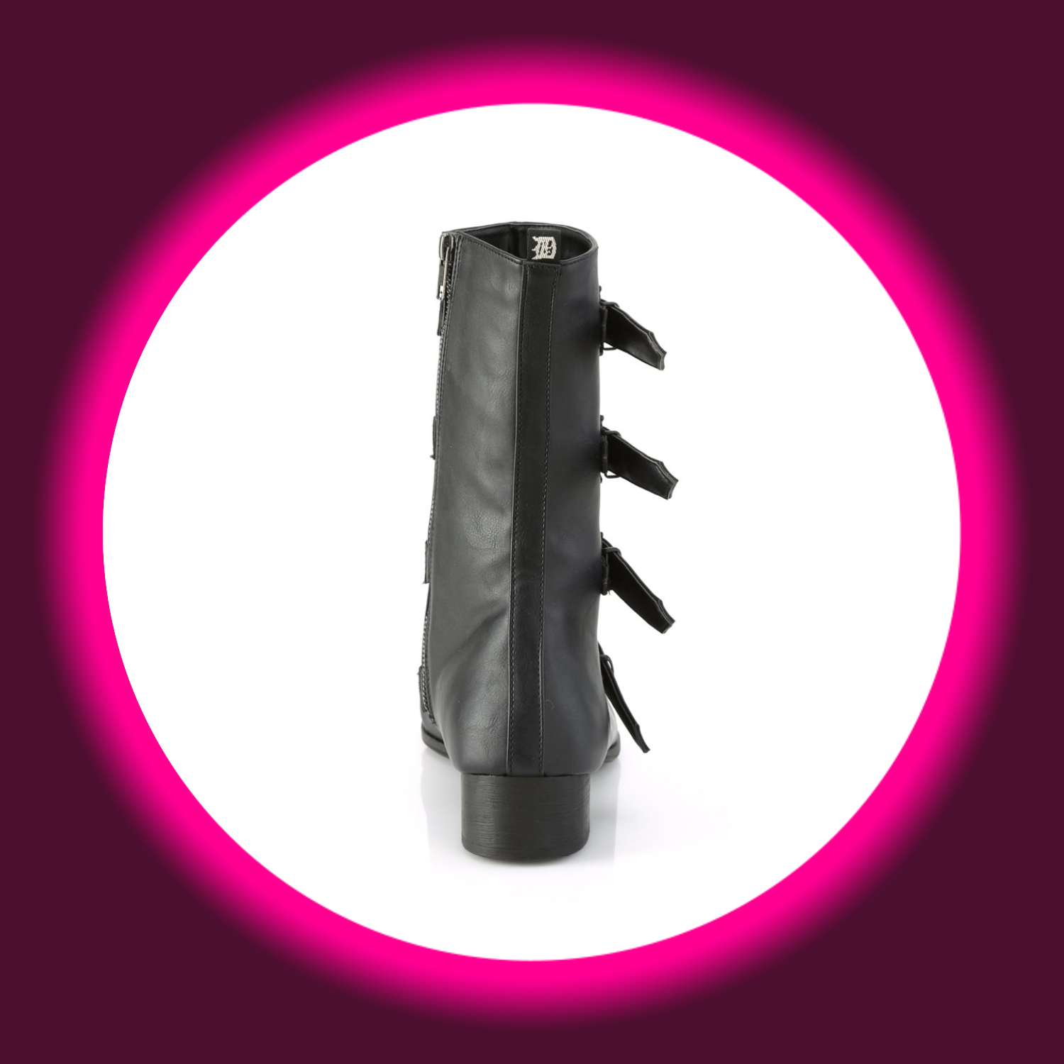 Demoniacult Warlock 110, schwarze Herrenstiefel mit vier Schnallen, mit kleinem Blockabsatz 