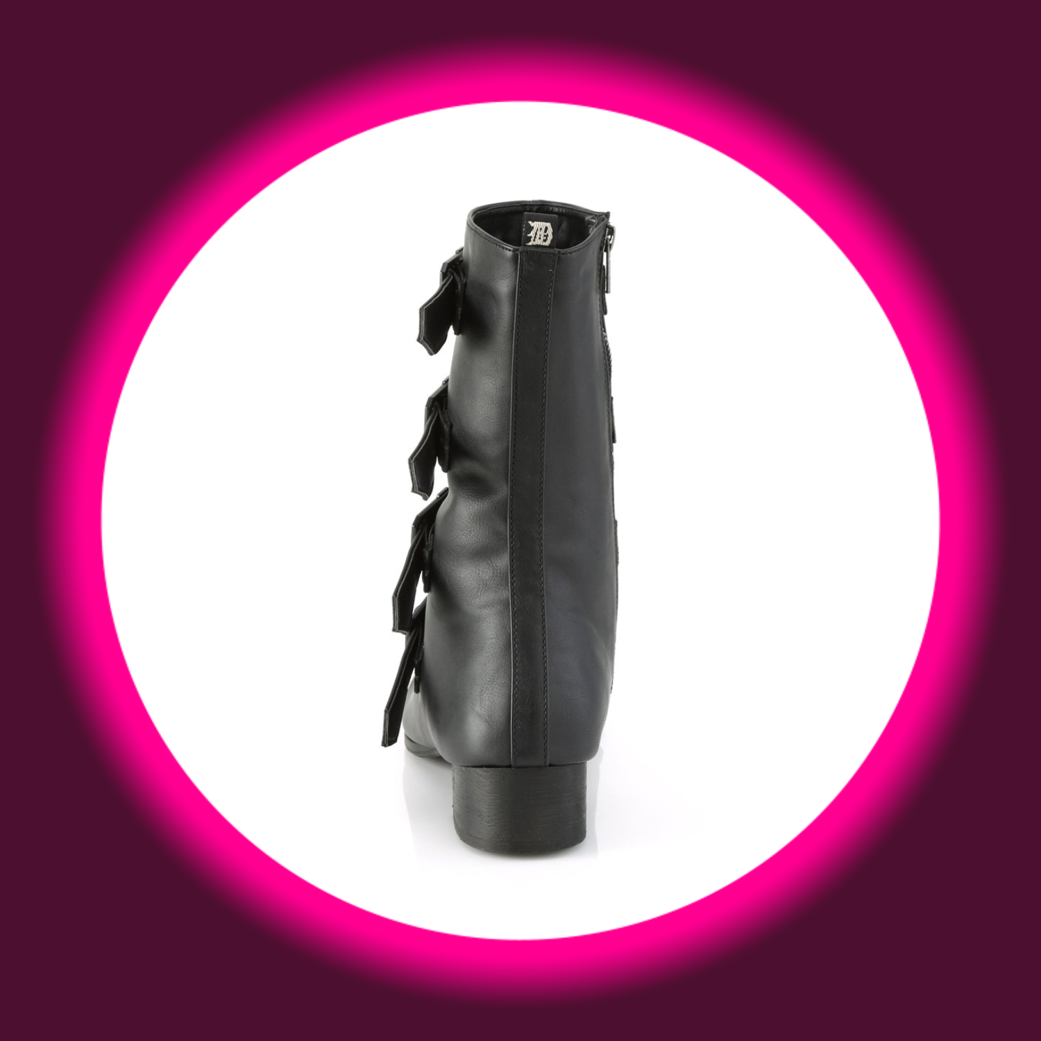 Demoniacult Warlock 110, schwarze Herrenstiefel mit vier Schnallen, mit kleinem Blockabsatz 