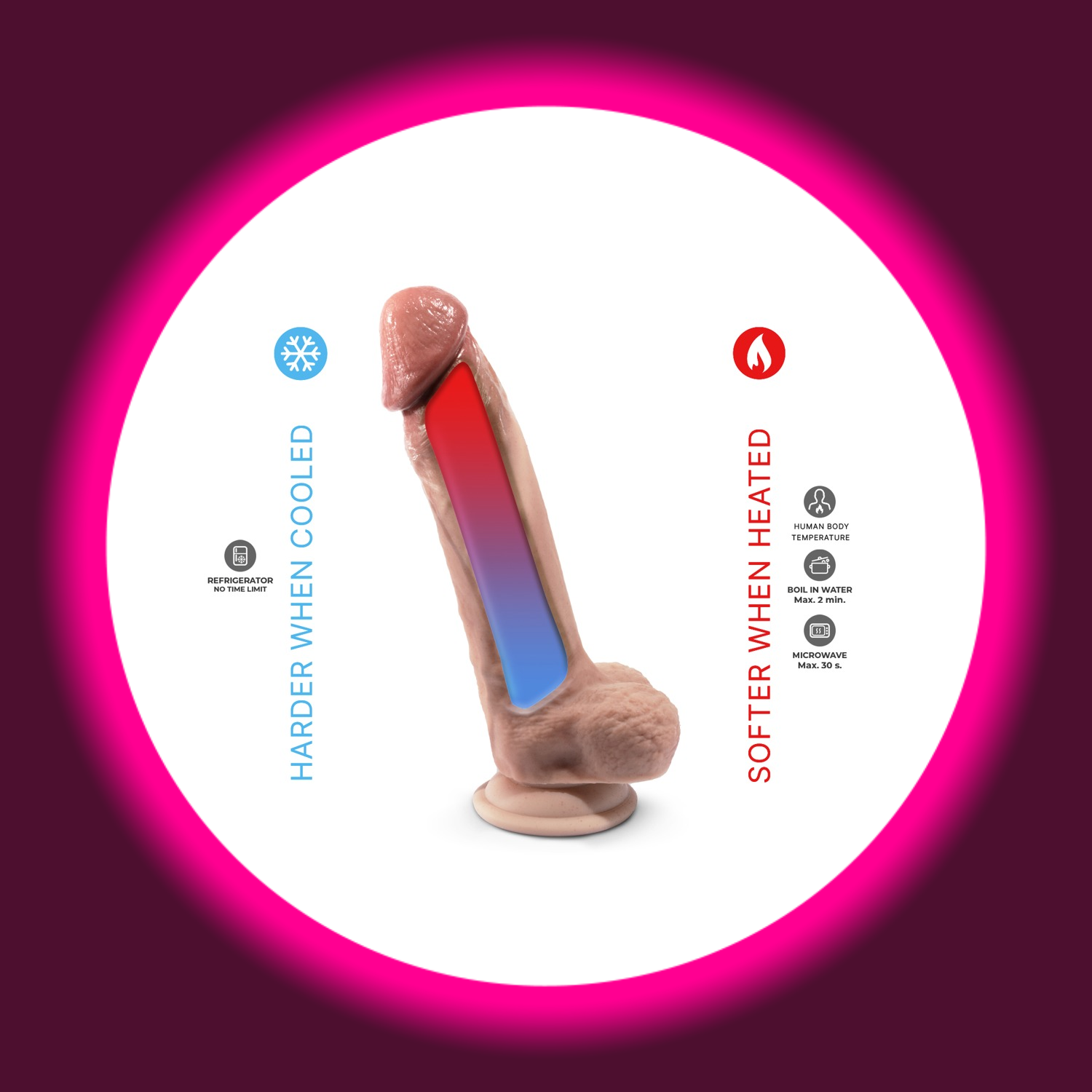 lebensechter Dildo mit Hoden und Saugfuß, thermoreaktiv, von Silexd