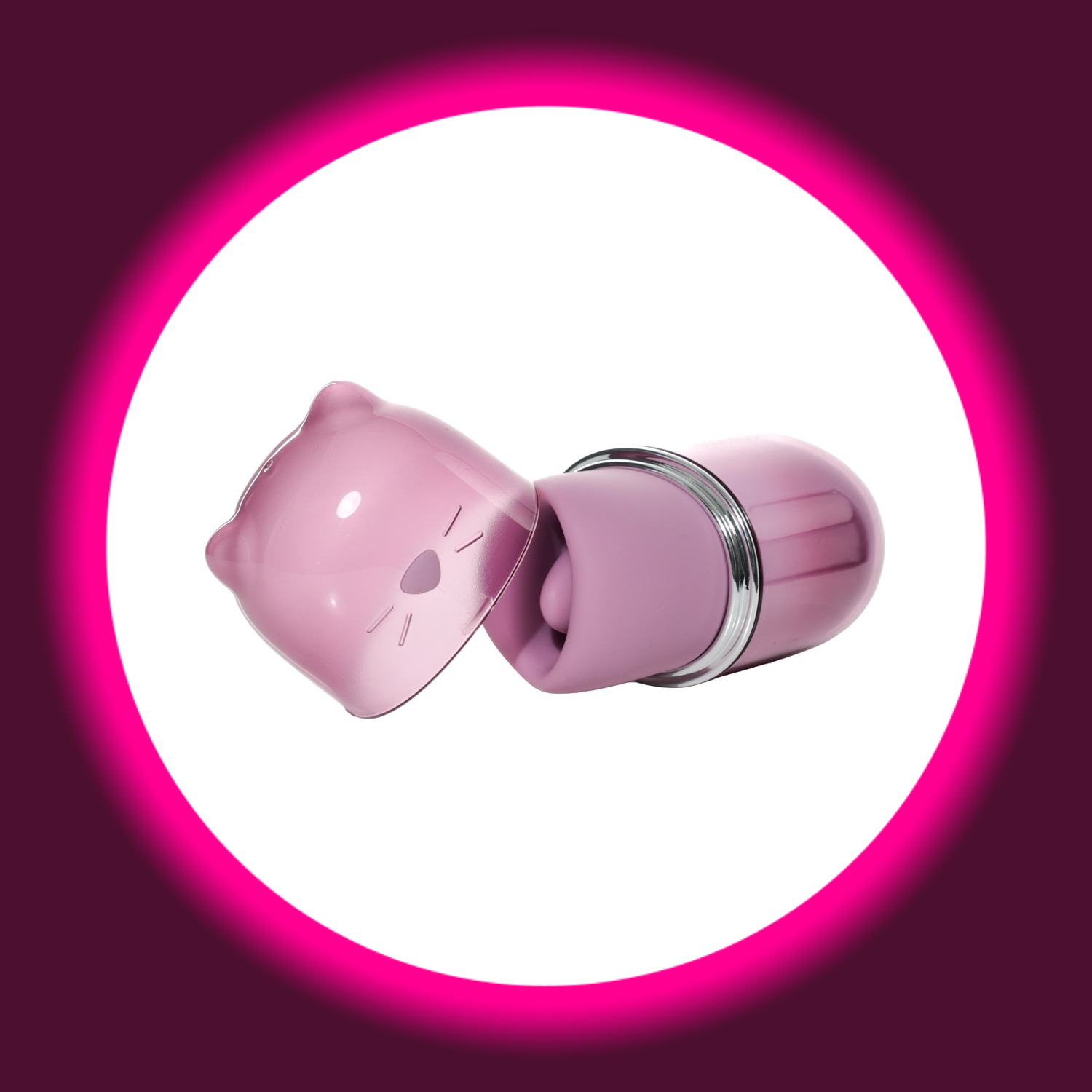 geöffneter violetter Auflegevibrator Klitty mit Leckzunge, von Svakom