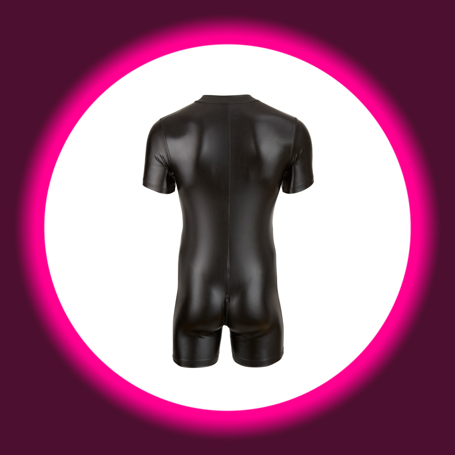 Rückansicht schwarzer Mattlook Overall mit kurzen Ärmeln und kurzen Beinen, von Svenjoyment