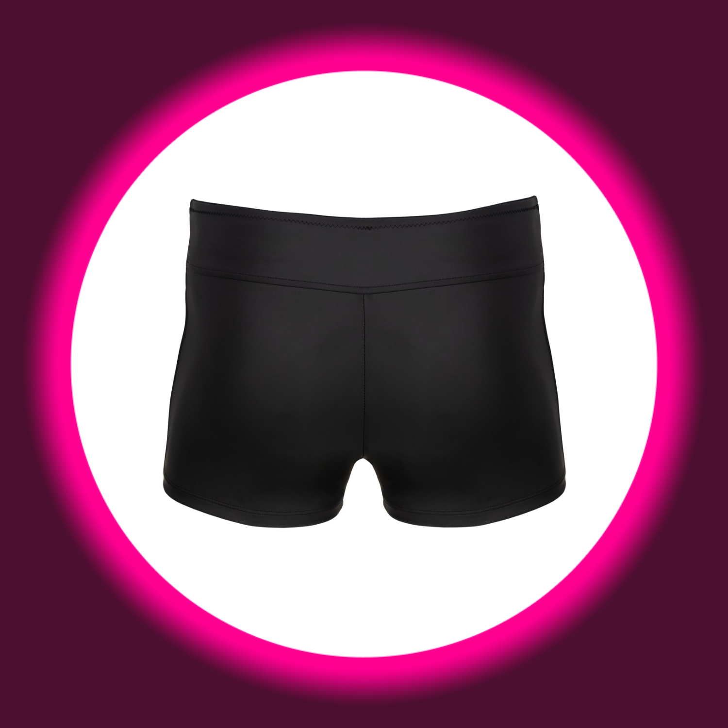 Svenjoyment Herren-Pants schwarz, Rückansicht – enganliegend, glatte Wetlook-Oberfläche, breiter Stretchbund