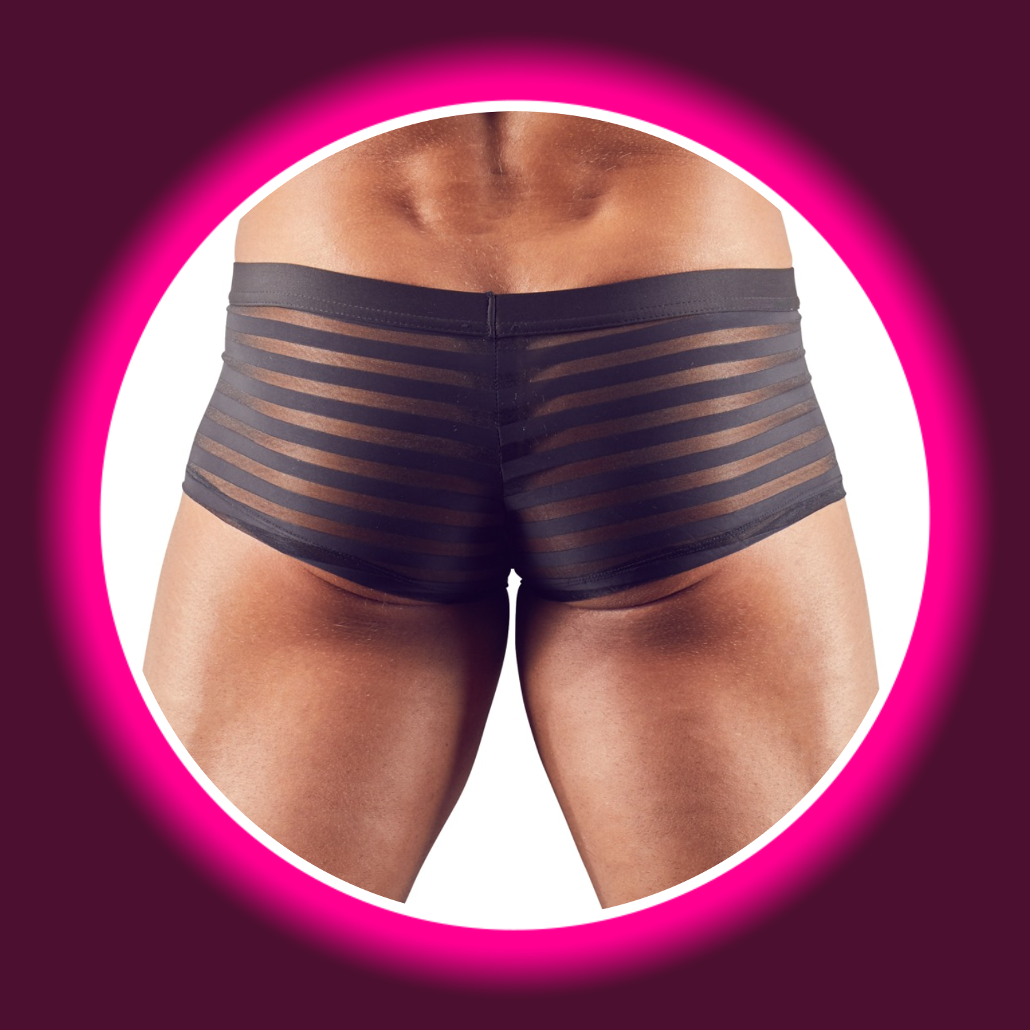 Rückansicht schwarze Pants von Svenjoyment aus Mikrofaser, mit Streifeneinsätzen