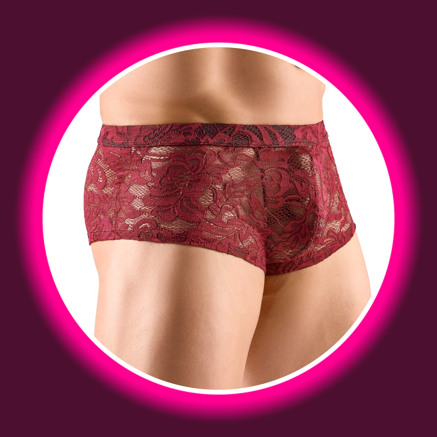 Winkelansicht transparente rote Pants aus Spitze mit Blumenmuster, Svenjoyment