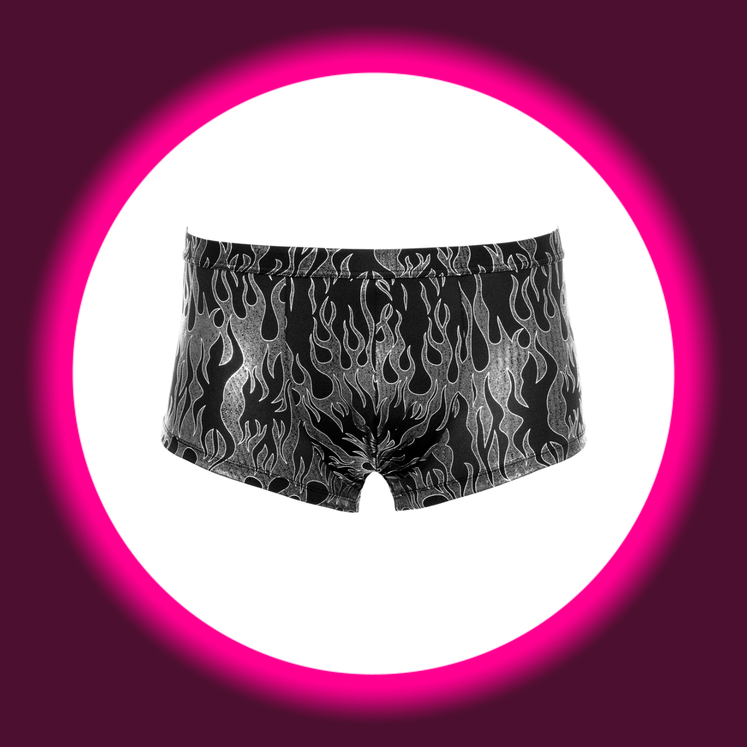 Frontansicht schwarze Pants mit metallischem Flammen-Design, Svenjoyment