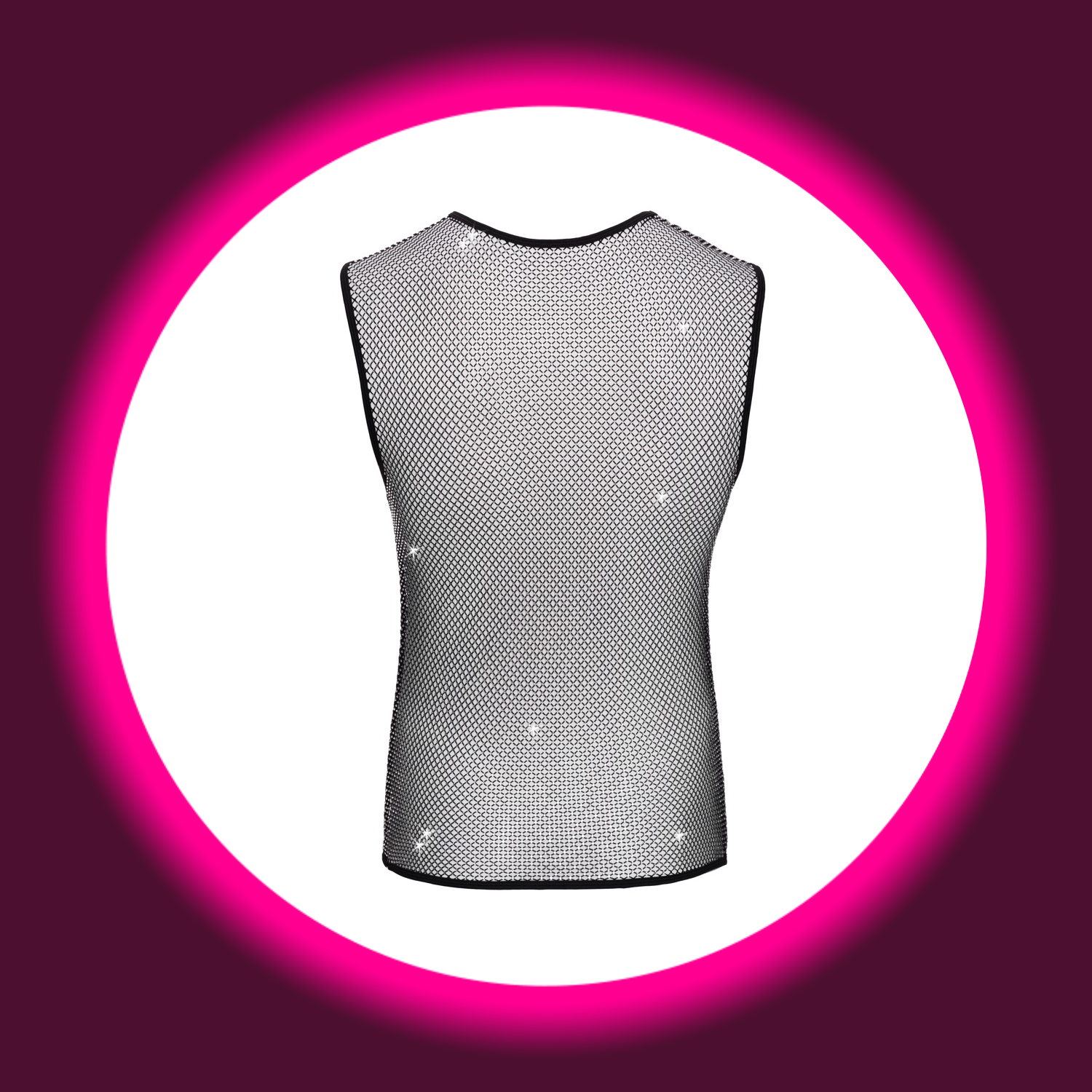 Rückansicht schwarzes ärmelloses Netz-Shirt mit Glitzer, von Svenjoyment