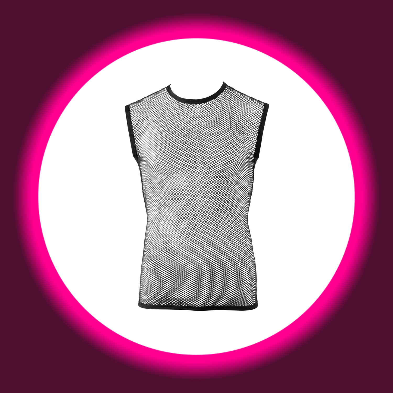 Frontansicht schwarzes Netz-Shirt ohne Ärmel mit Rundhalsausschnitt, für Männer, Svenjoyment