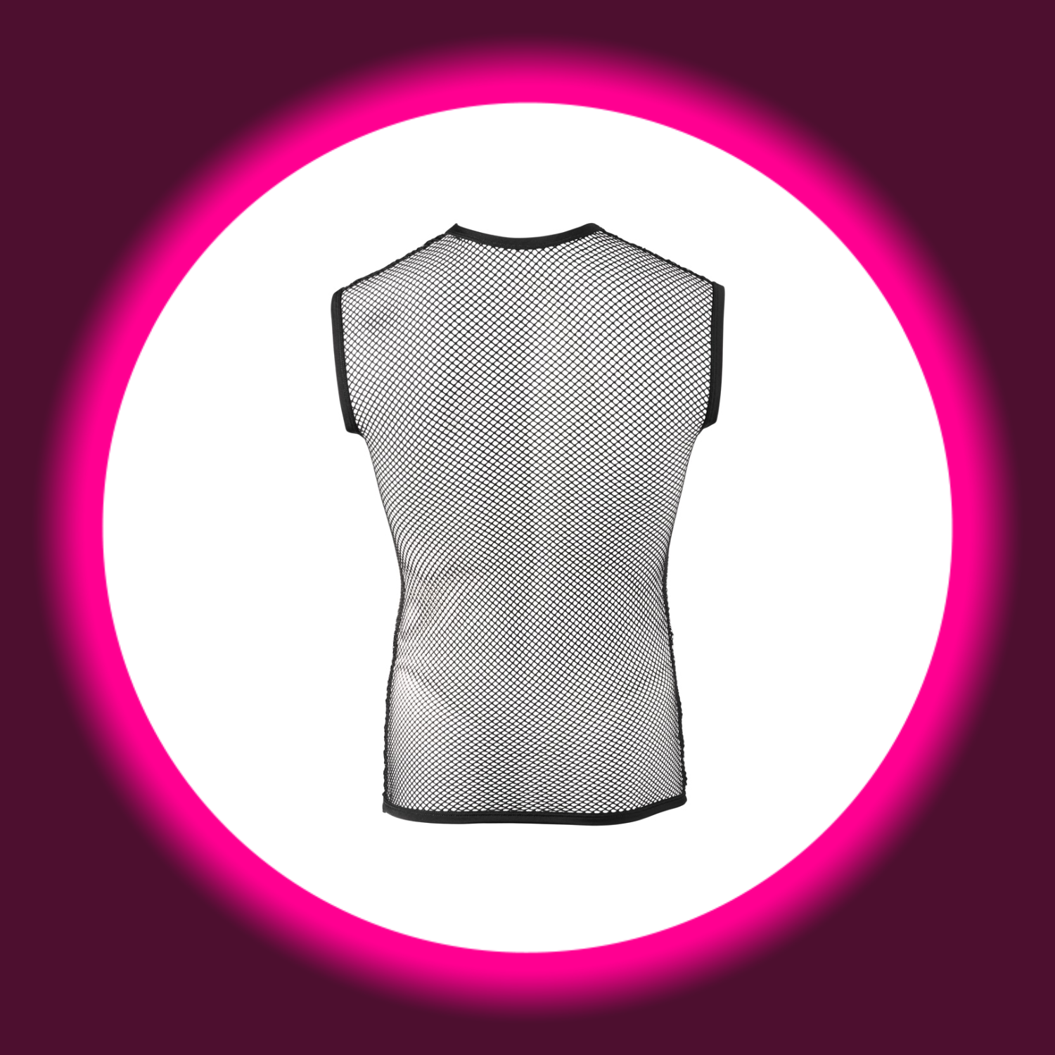 Rückansicht schwarzes Netz-Shirt ohne Ärmel mit Rundhalsausschnitt, für Männer, Svenjoyment