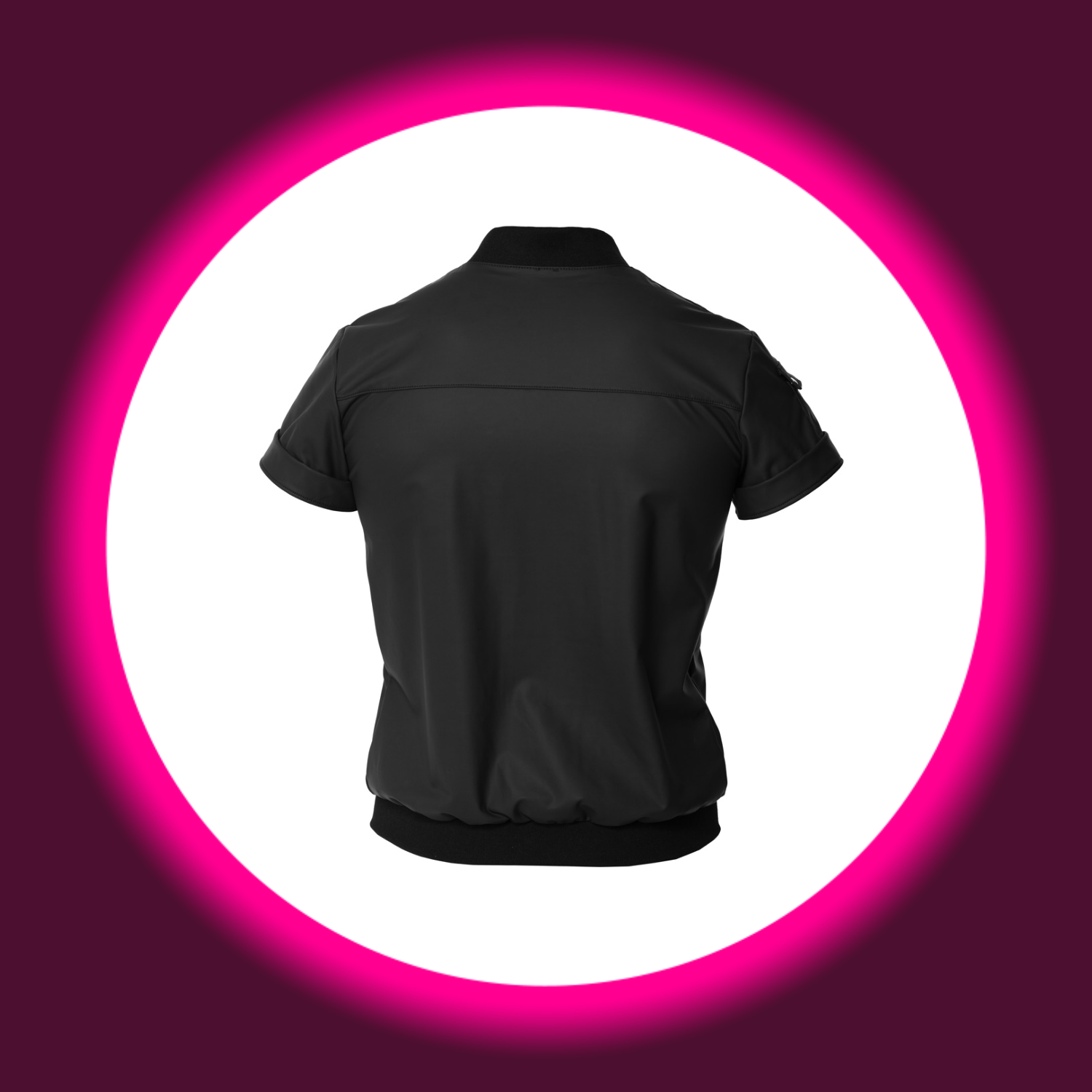 Rückansicht legeres schwarzes Hemdshirt im Blouson-Style, für Männer, Svenjoyment