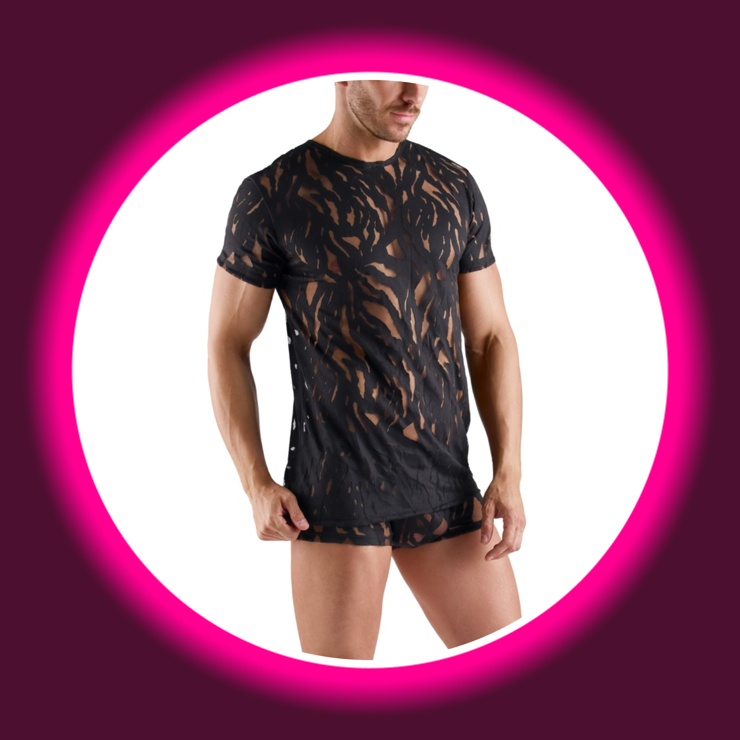 Frontansicht schwarzes Shirt in Ausbrenner-Optik, von Svenjoyment