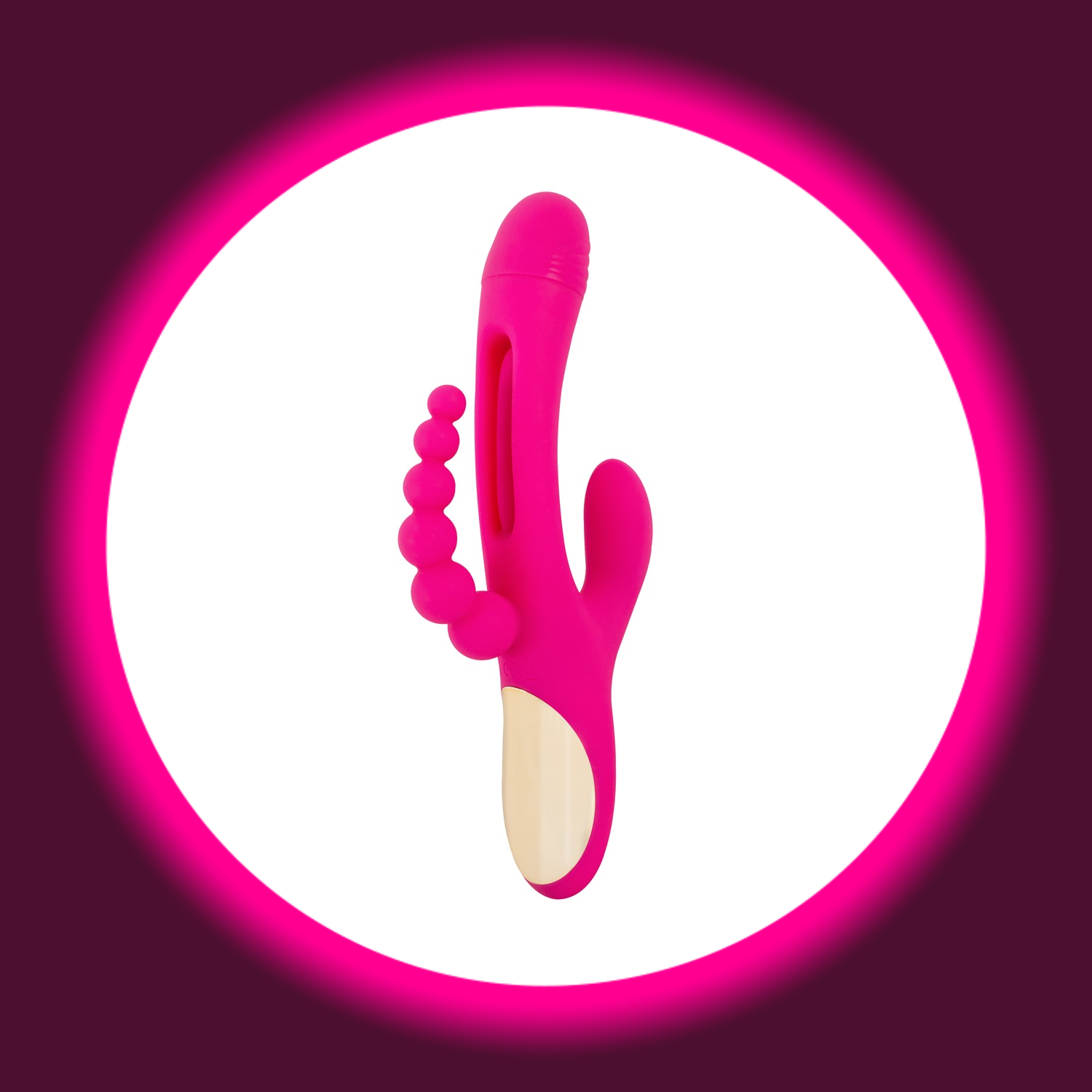 pinker Triple Vibrator mit Zunge und Anal-Kugelstimulator, von Sweet Smile