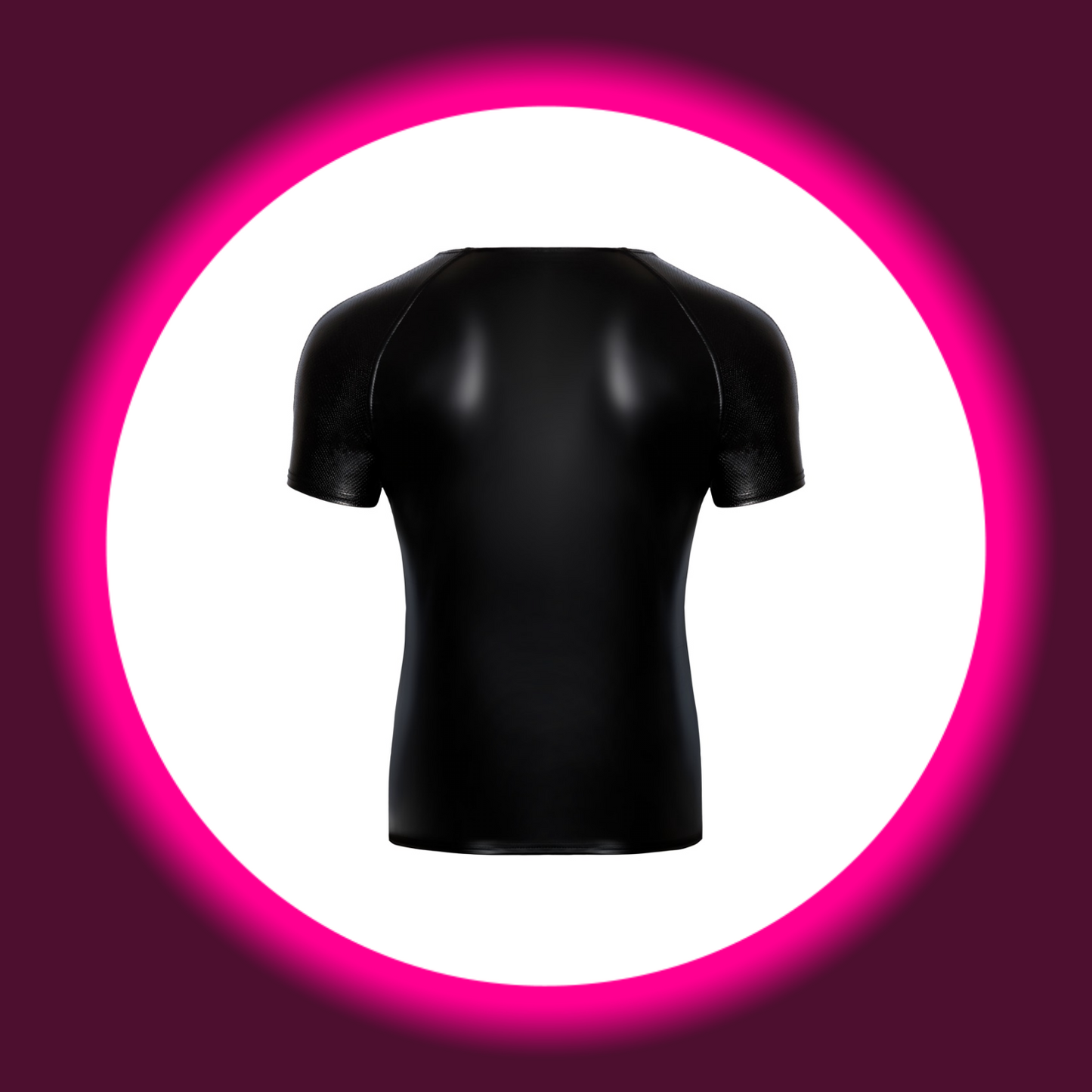 Rückansicht schwarzes glänzendes T-Shirt von Noir Handmade