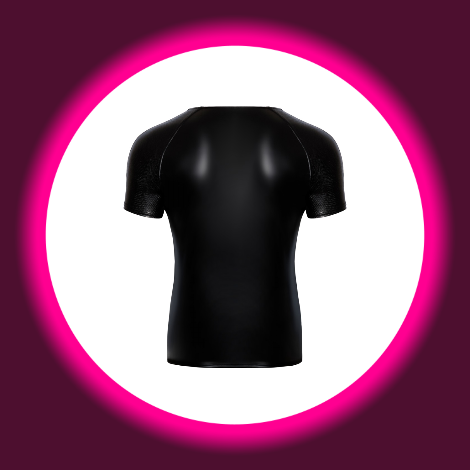 Rückansicht schwarzes glänzendes T-Shirt von Noir Handmade