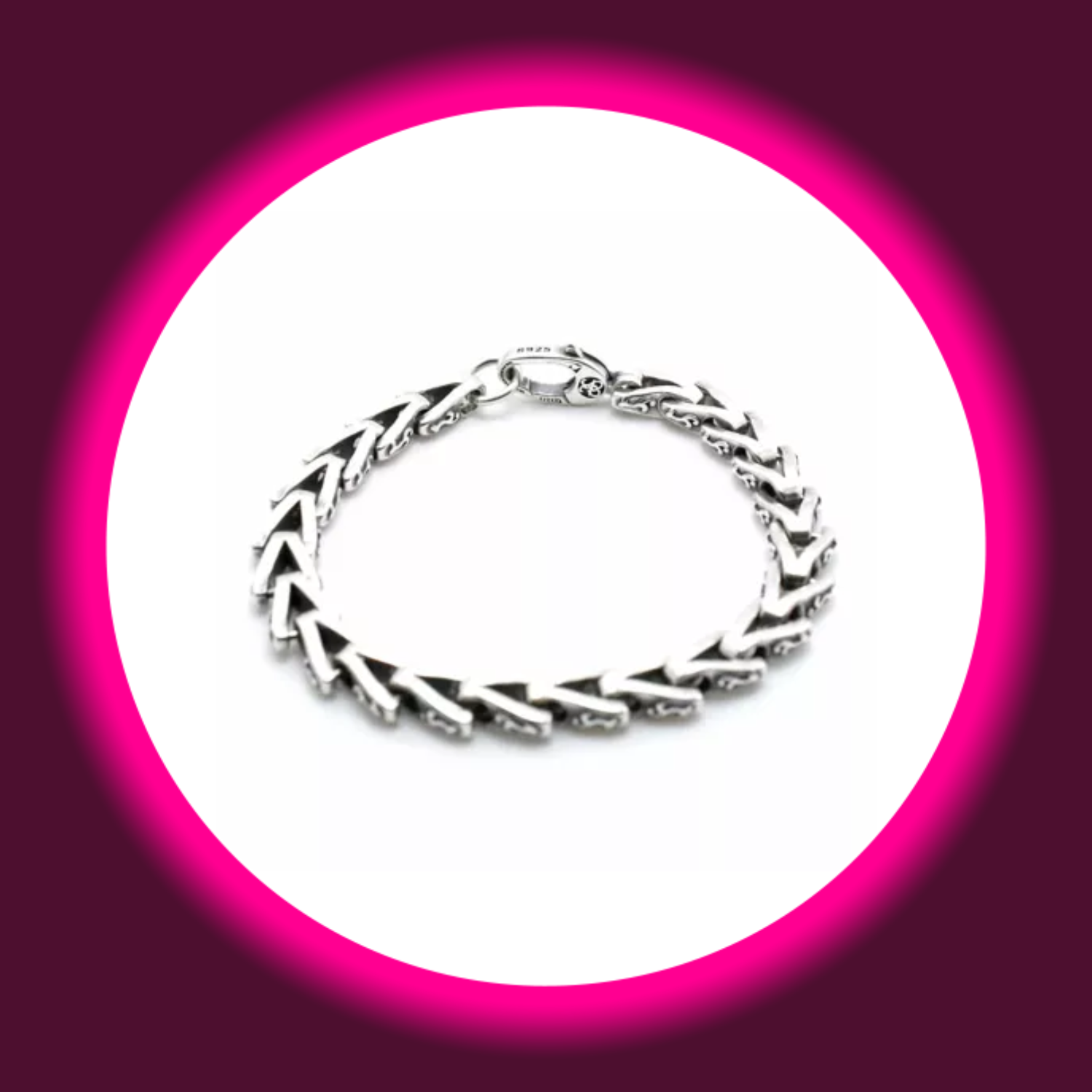 Tribal Armband mit Stammeszeichen aus 925 Sterling Silber, für Herren