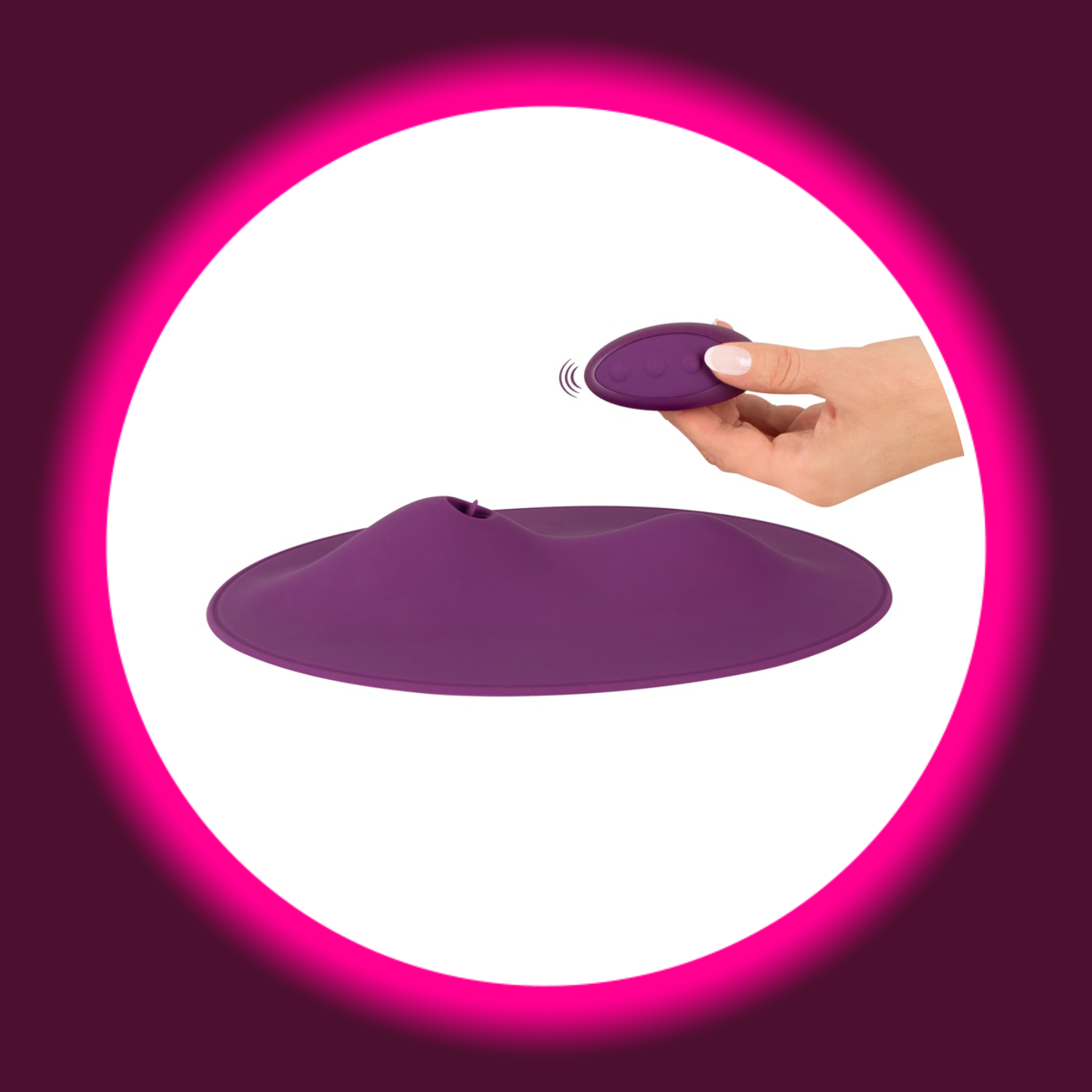 violettes Vibepad 2 Vibrokissen mit Leckzunge und Vibrohügeln, mit handgehaltener Fernbedienung