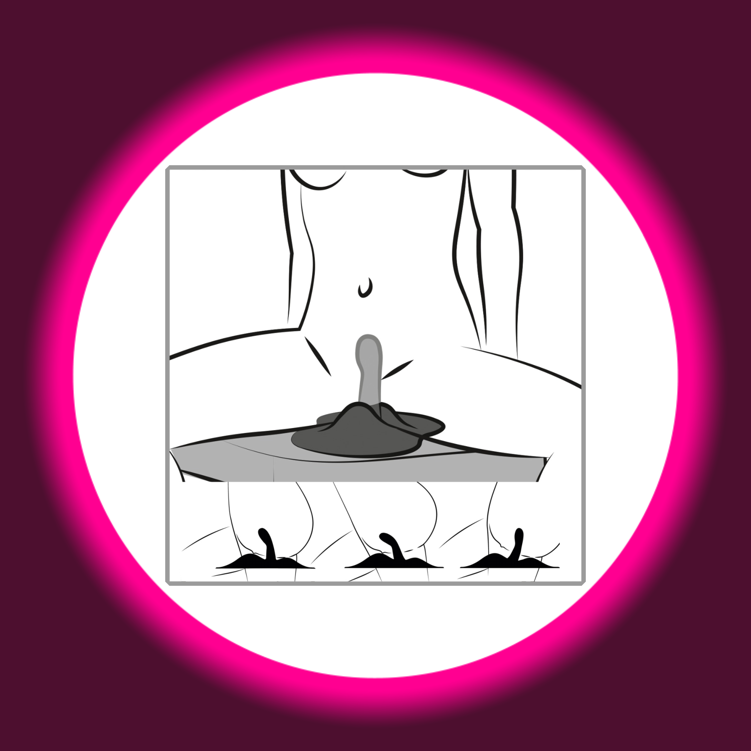 schematische Darstellung der Anwendung des schwarzen Vibepad 3 Vibrokissens mit G-Punkt-Vibrator und Vibrohügeln
