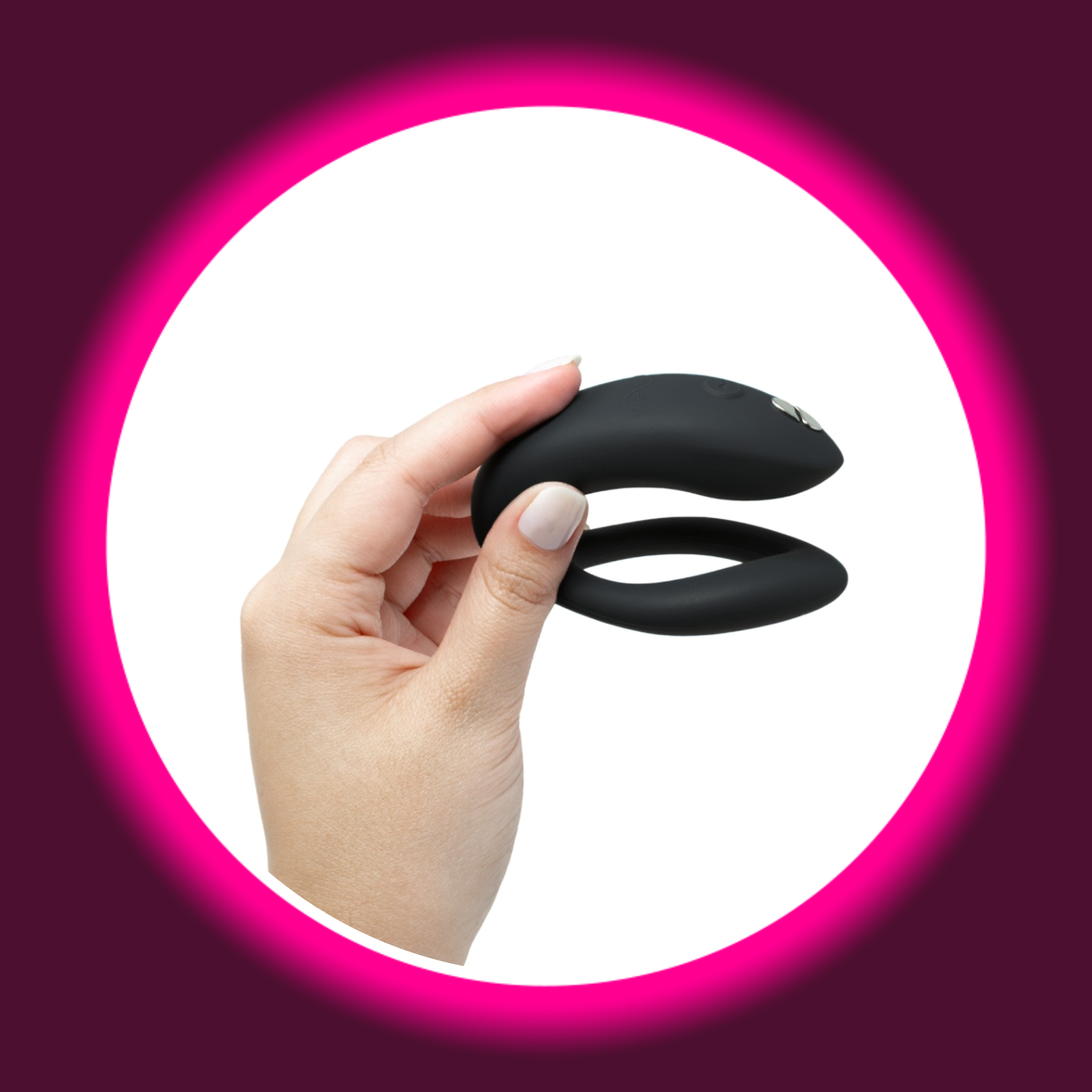 schwarzer Paarvibrator We Vibe Sync-o, handgehalten