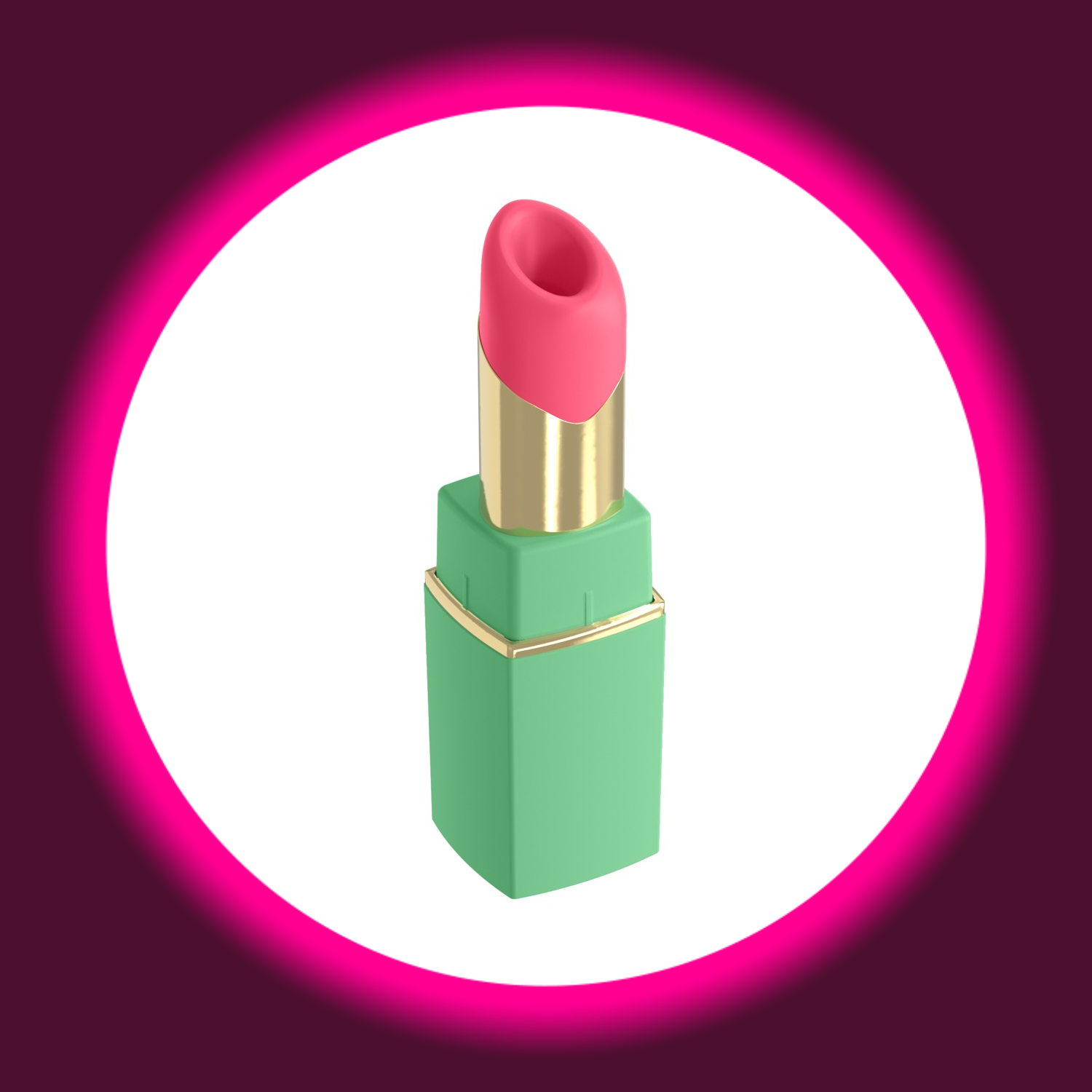 Womanizer Beauty Klitoris-Stimulator in Grün Pink im Lippenstift-Design – kompakter Pulsator mit Pleasure Air Technologie auf weißem Hintergrund