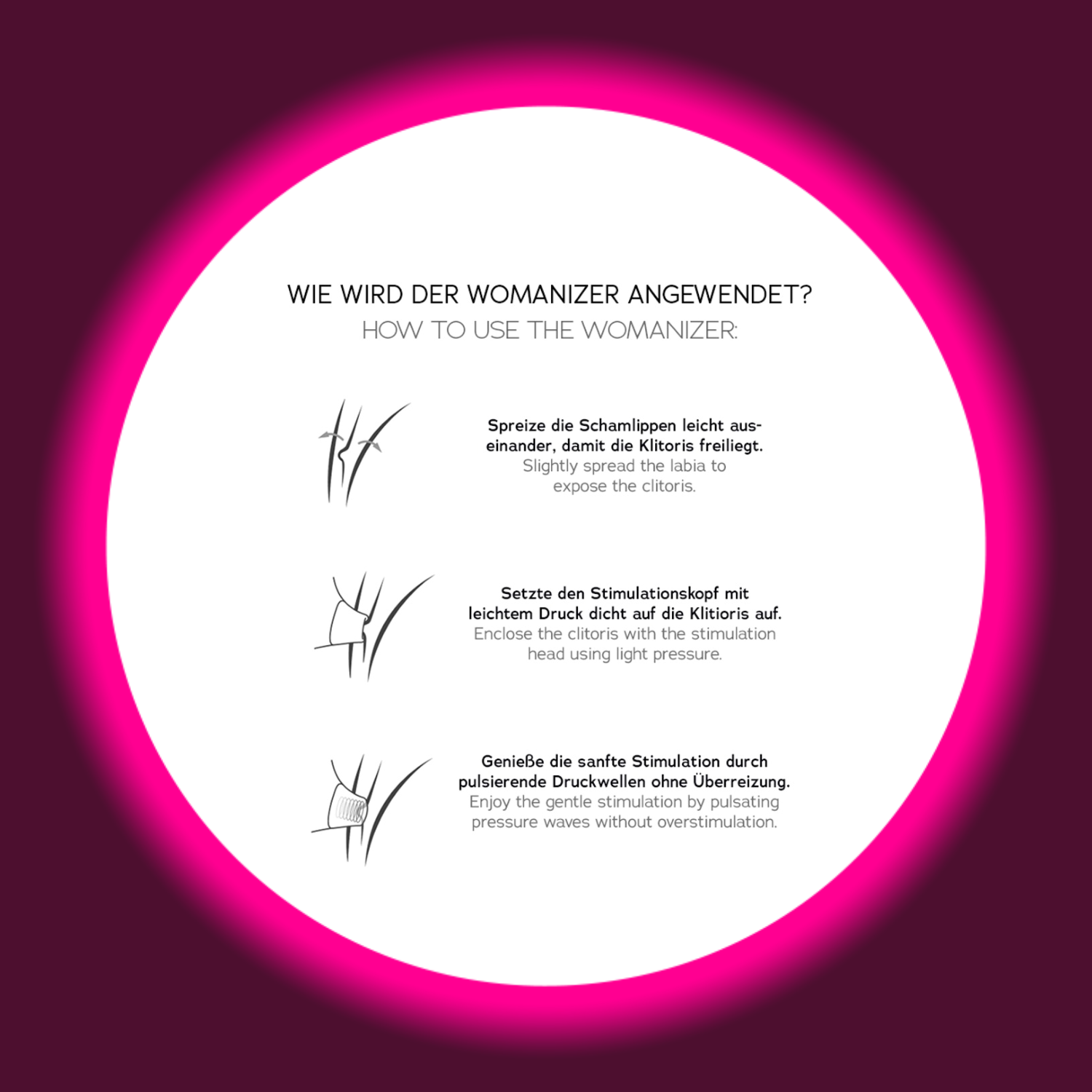 schriftliche Anleitung zur Anwendung eines Womanizer