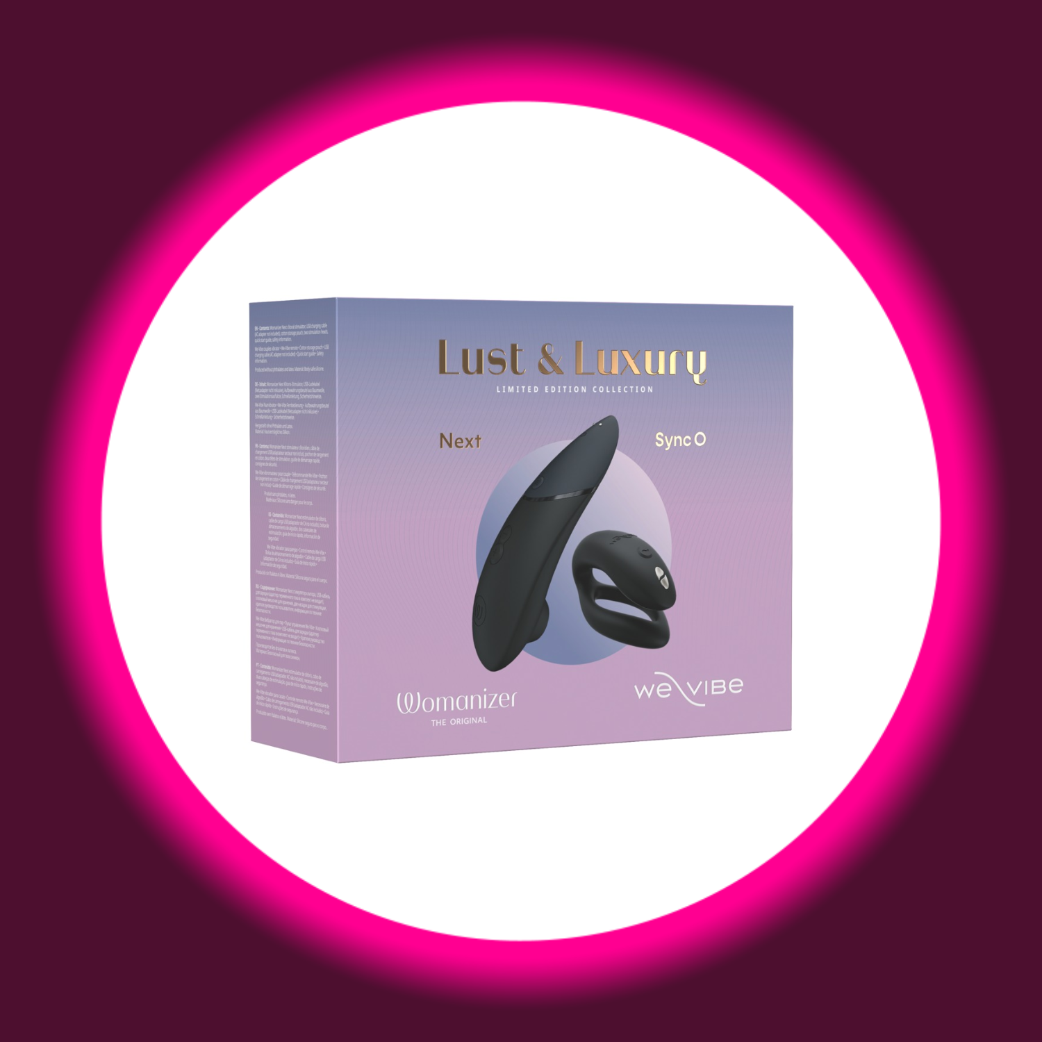 Frontansicht Produktverpackung Set-Box Womanizer Lust & Luxury