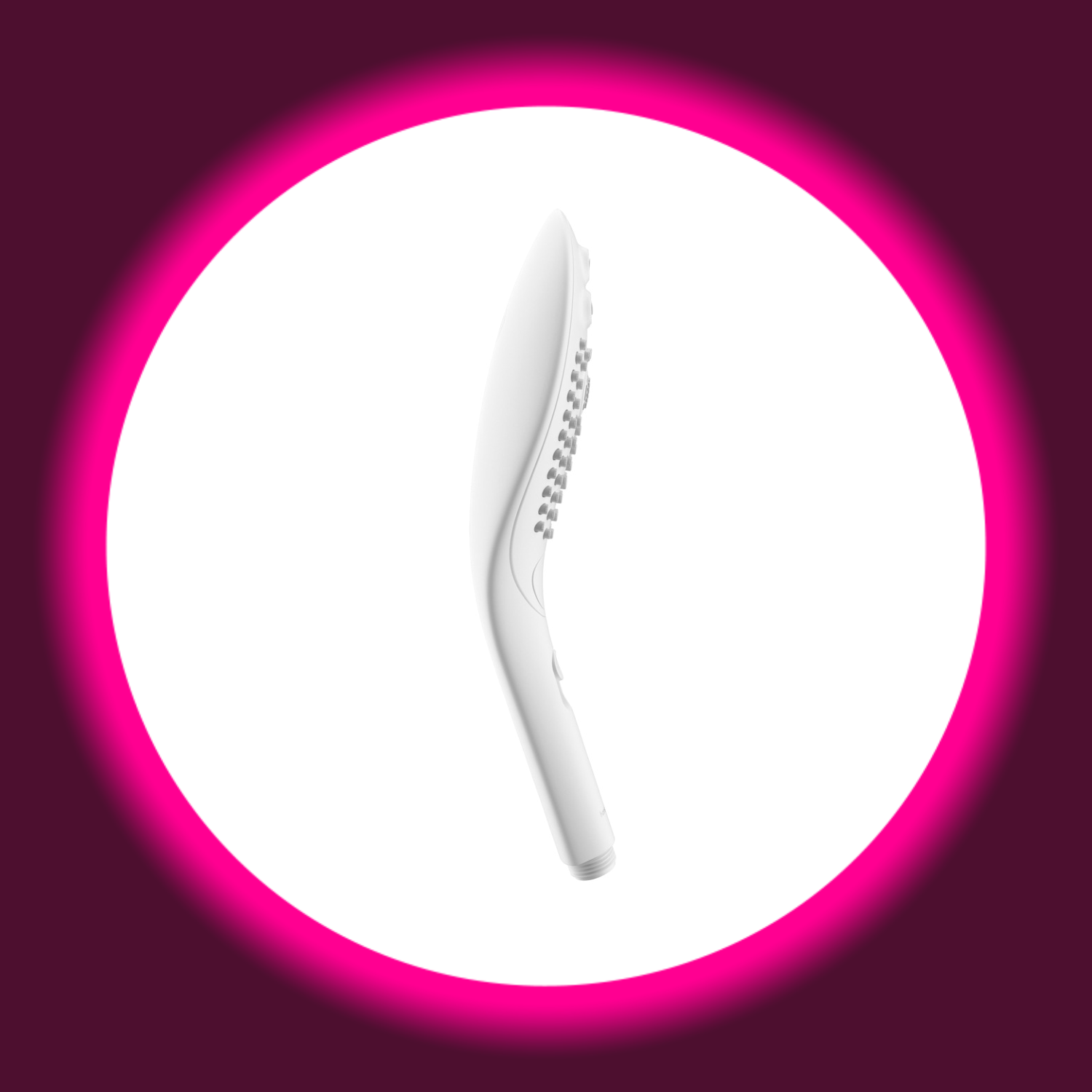 seitliche Ansicht weißer Duschkopf mit Massagefunktion, Womanizer Wave