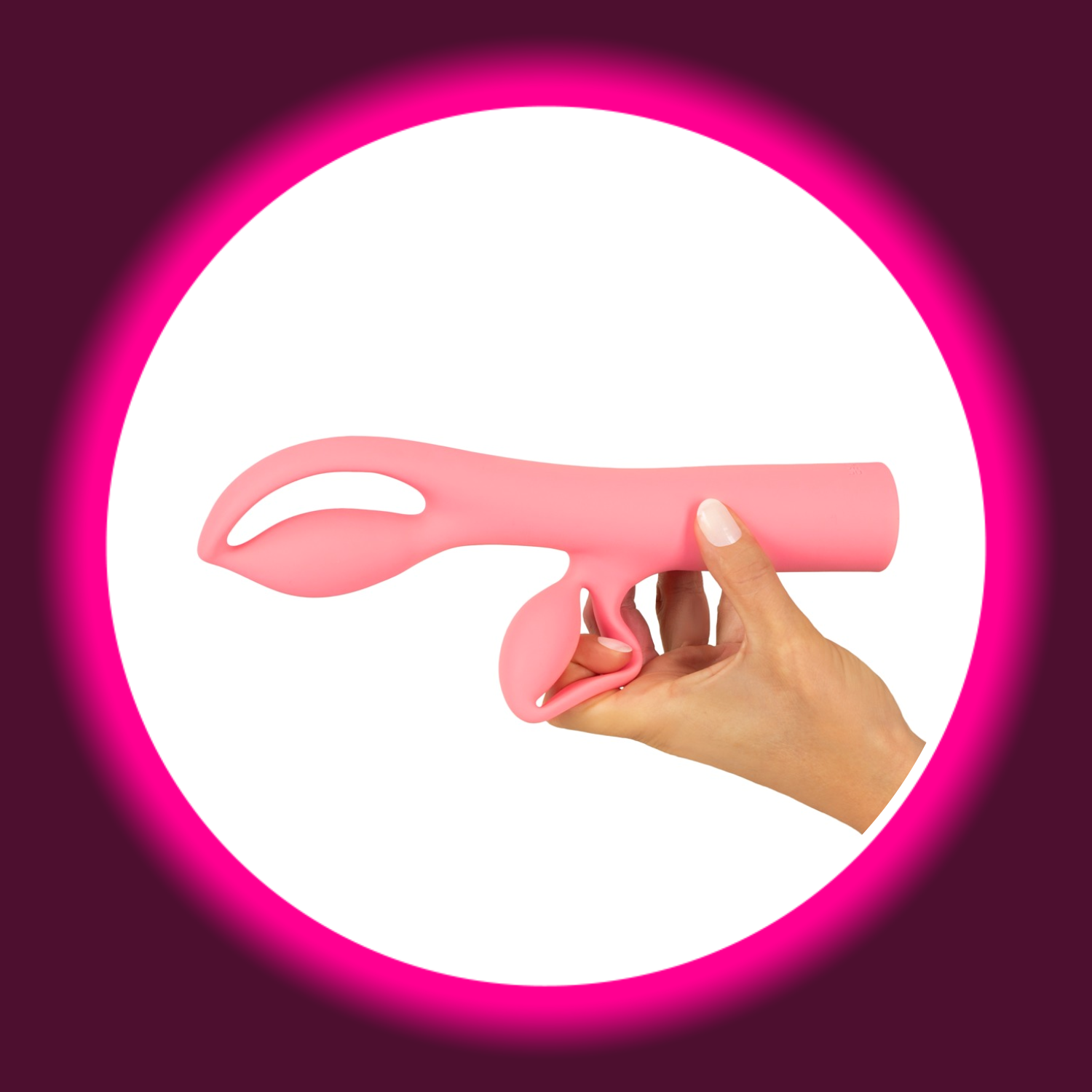 eine Hand hält einen pinken Rabbitvibrator Fabulous in extravagantem Design von You2Toys