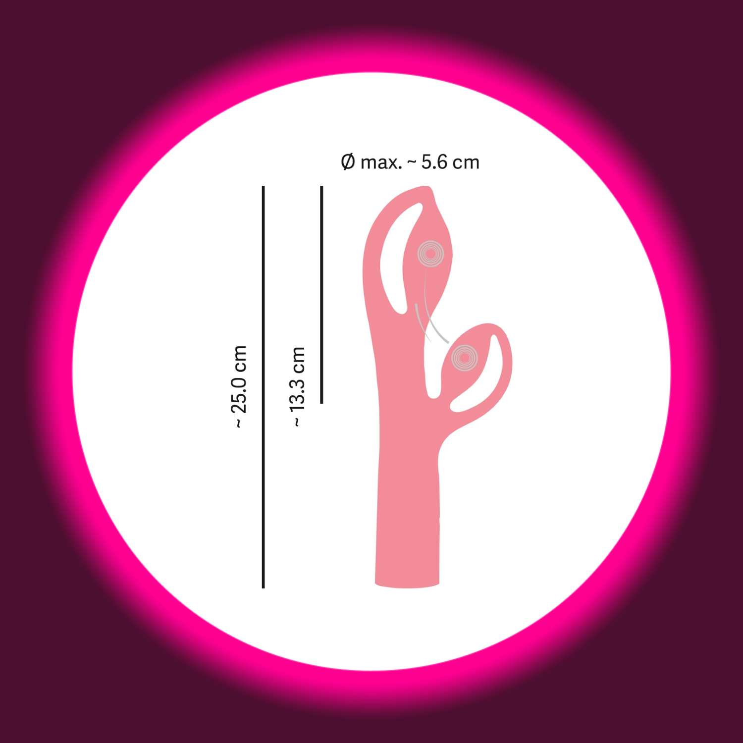 Abmaße des pinken Rabbitvibrators Fabulous in extravagantem Design von You2Toys