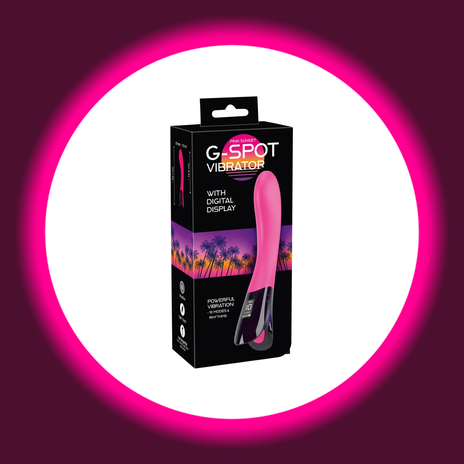 schwarze Produktverpackung des pinken G-Punkt Vibrators mit schwarzem Bedienfeld von You2Toys