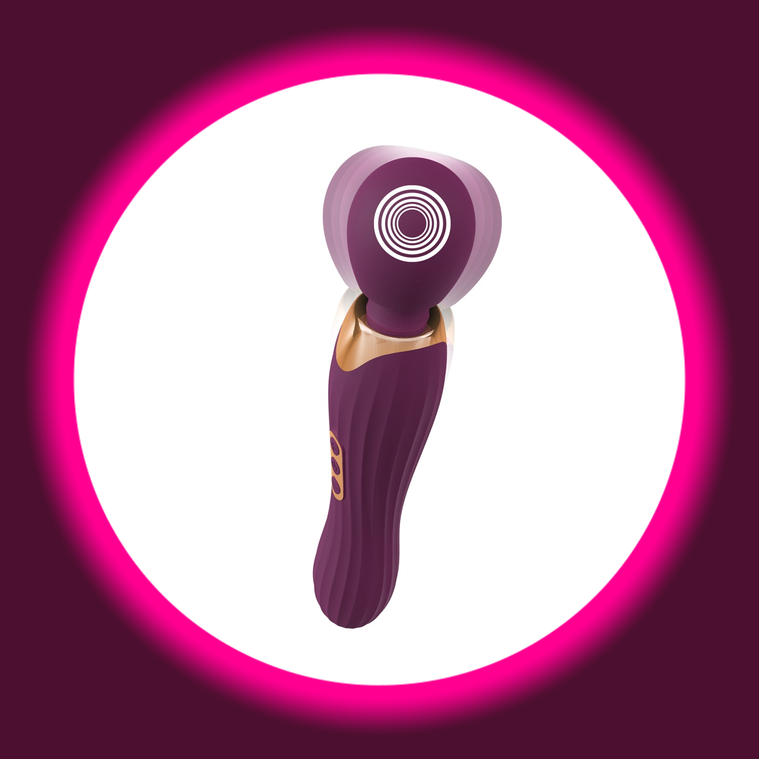 Draufsicht auf den Wandvibrator Grande Wand in der Farbe violett mit vibrierendem Kopf, You2Toys