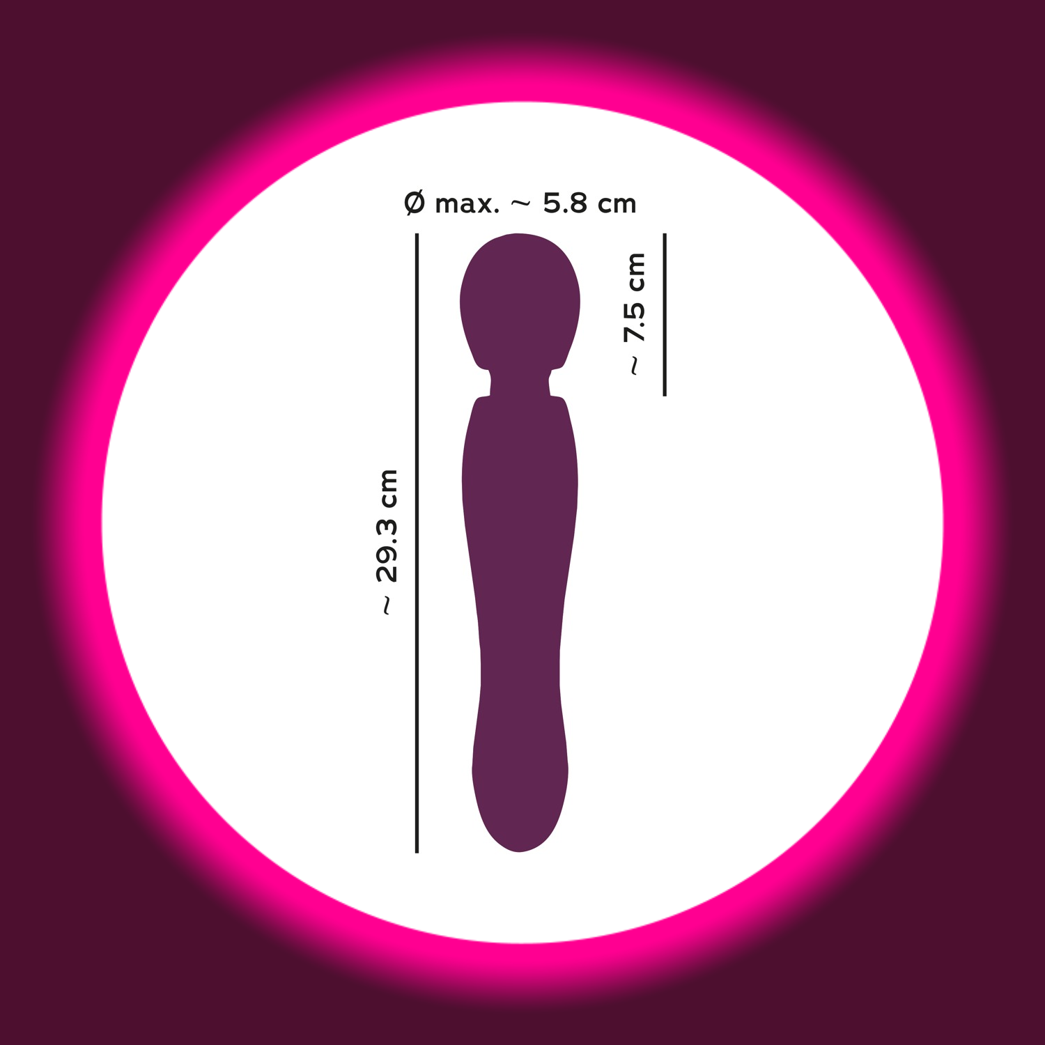 Maße des Wandvibrators Grande Wand in der Farbe violett, You2Toys