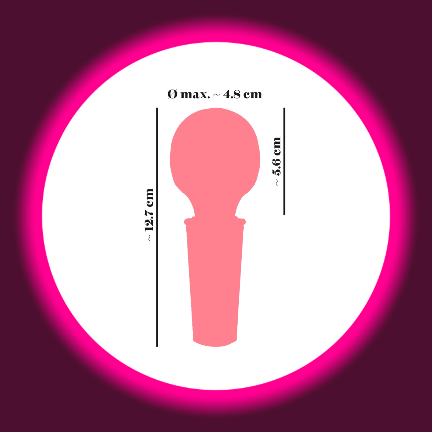 Abmaße des kleinen pinken Wandvibrators von You2Toys