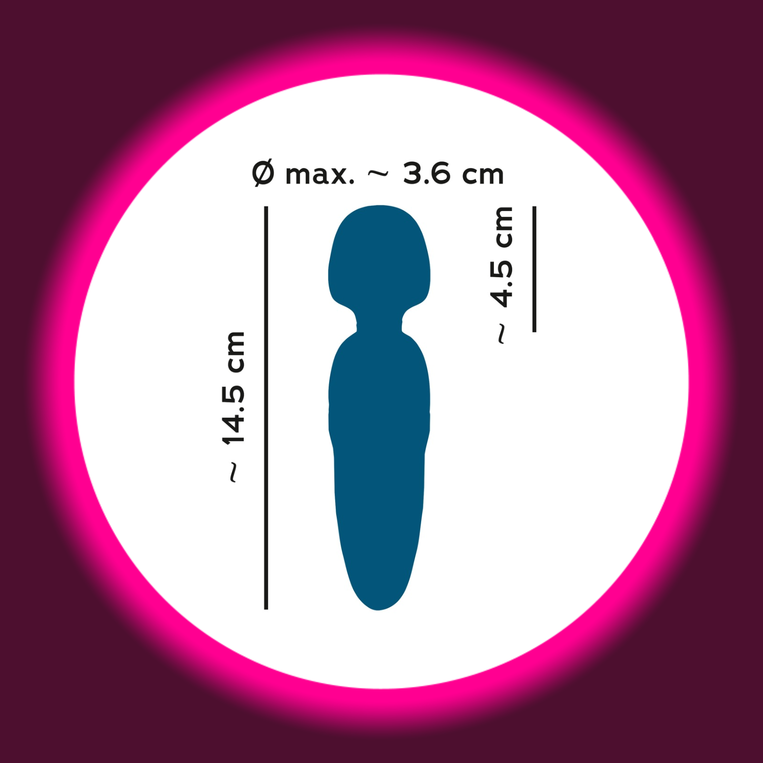 Maße des kleinen blauen Wandvibrators Petite Wand von You2Toys