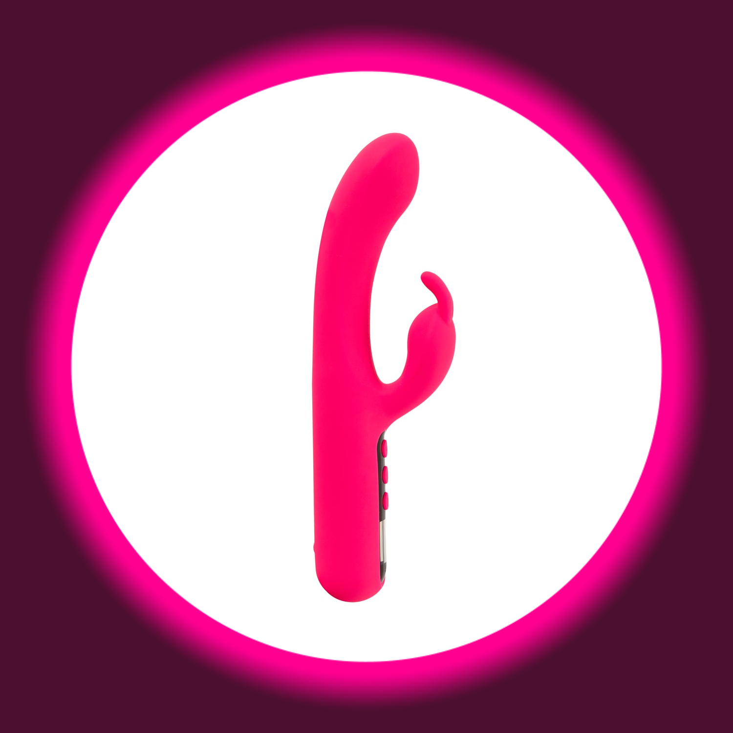 seitliche Ansicht pinker Rabbitvibrator mit Digitalanzeige von You2Toys