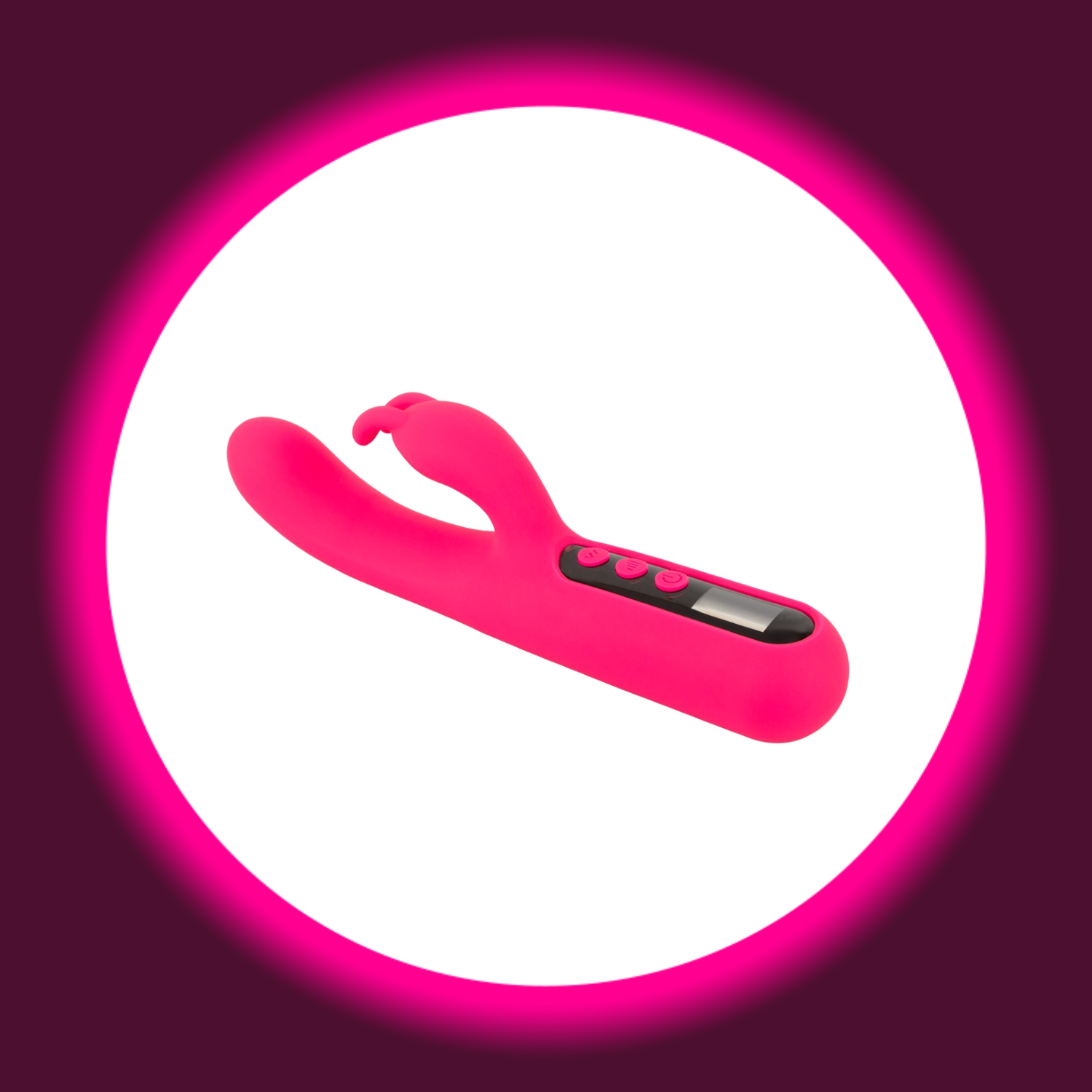 liegender pinker Rabbitvibrator mit Digitalanzeige von You2Toys